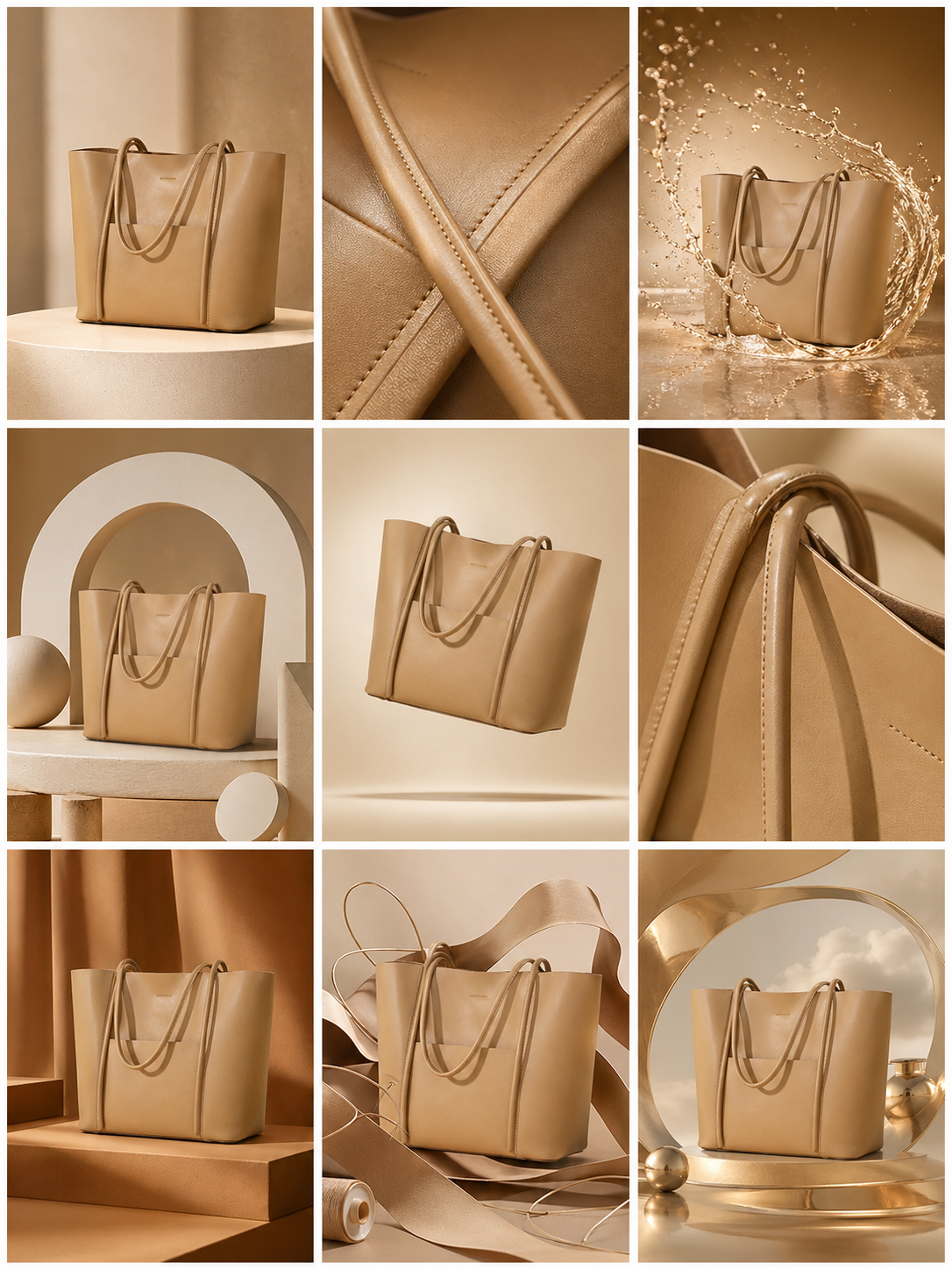 Genuine Leather Tote Bag: Elegant Work Travel Handbag, Zipper Shoulder Carry