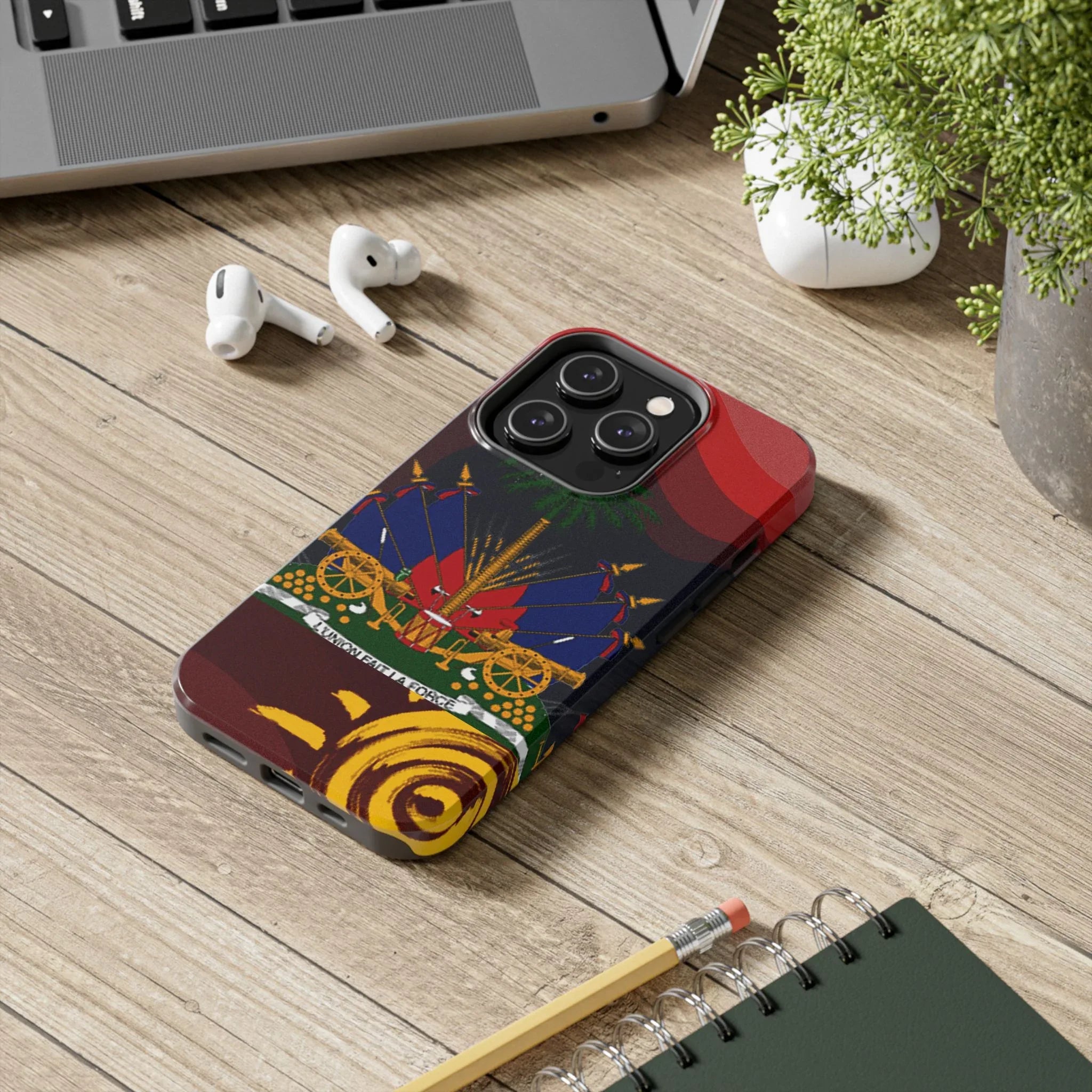 Haiti Coat of Arms Tough Phone Case — Patriotic Haitian Flag Protective Cover - DiwaKi