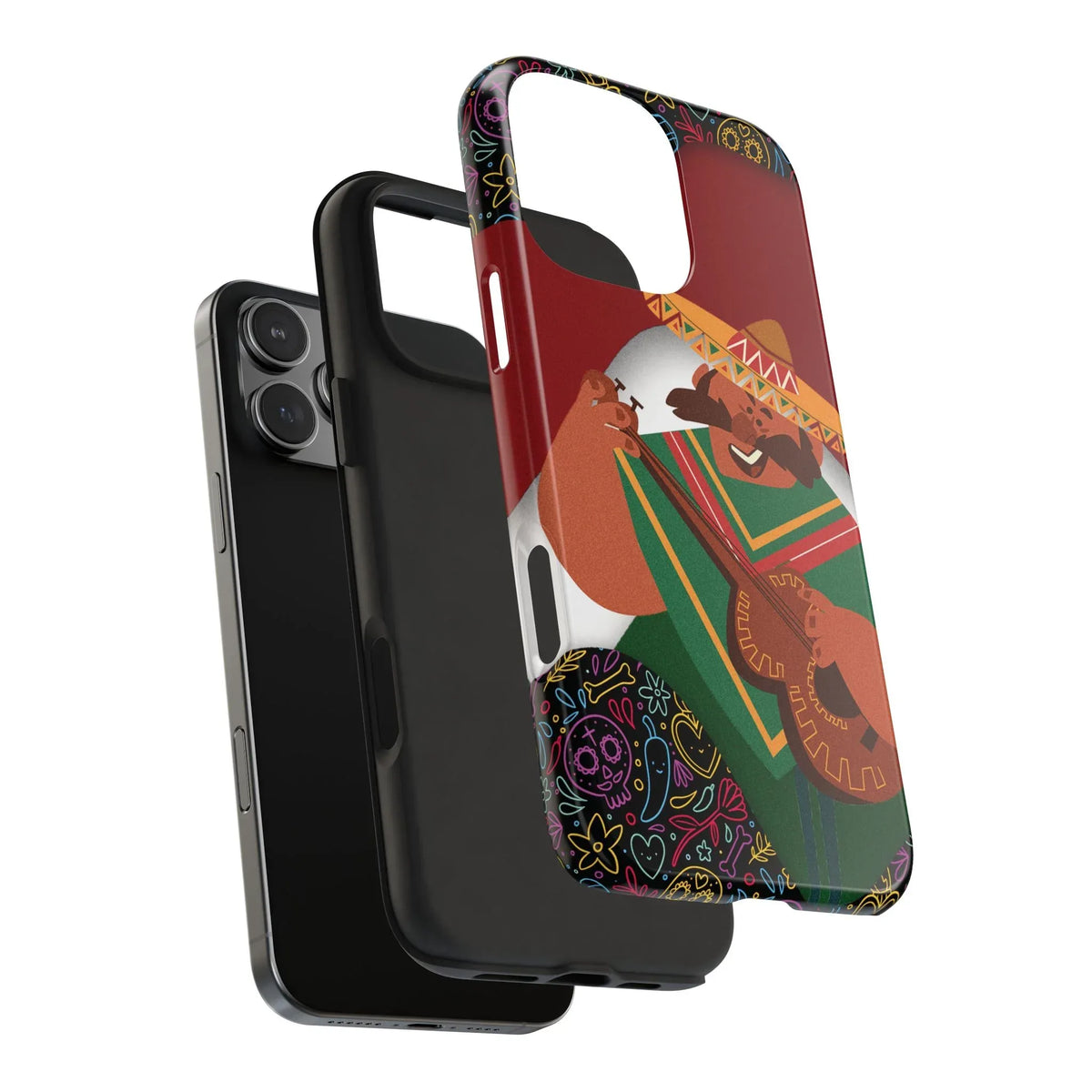Mexico Mariachi Guitarist Tough Phone Case — Colorful Mexican Folk Art iPhone Cover - DiwaKi