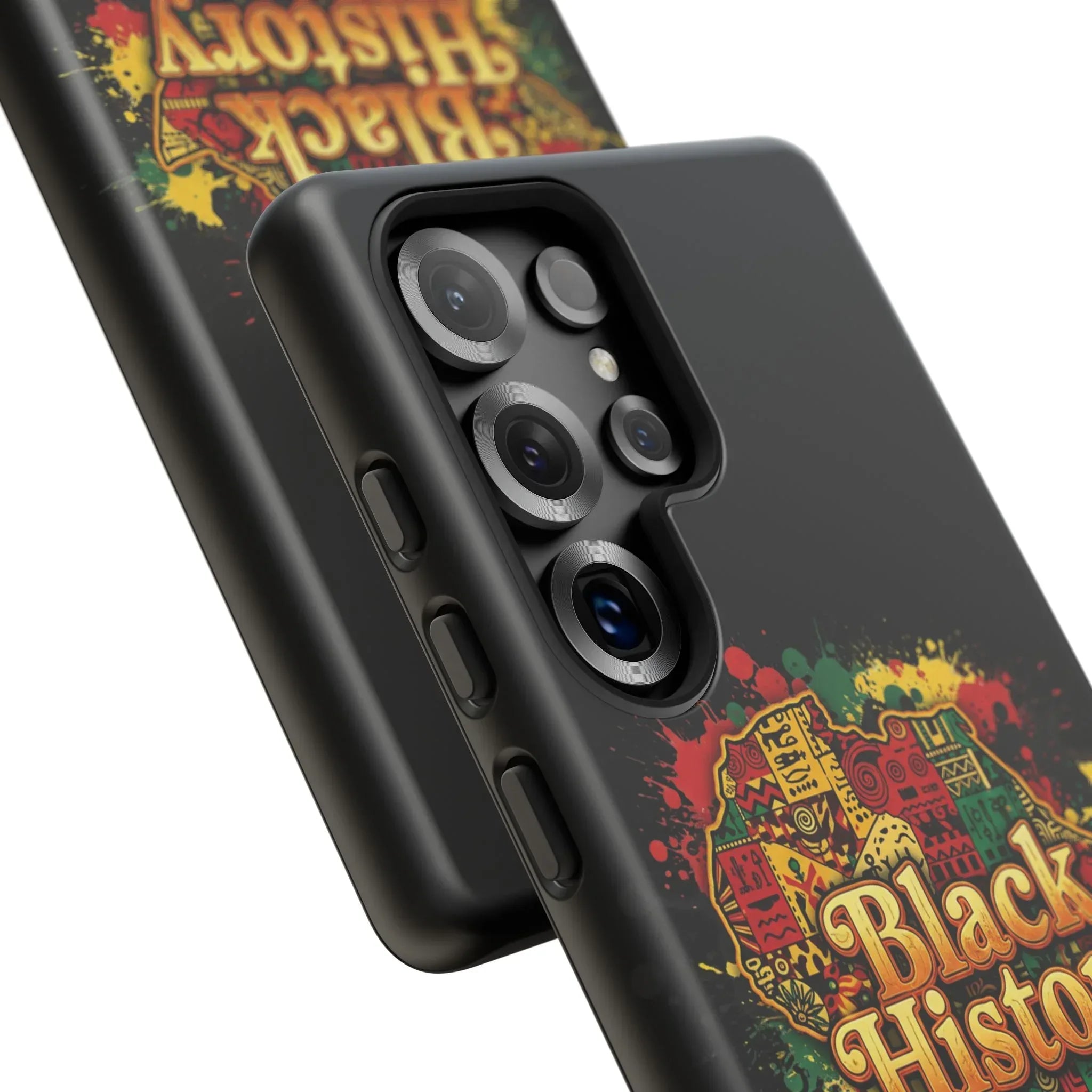 Black History Phone Case — Afrocentric Map Design, Bold Red‑Green‑Gold Splash - DiwaKi