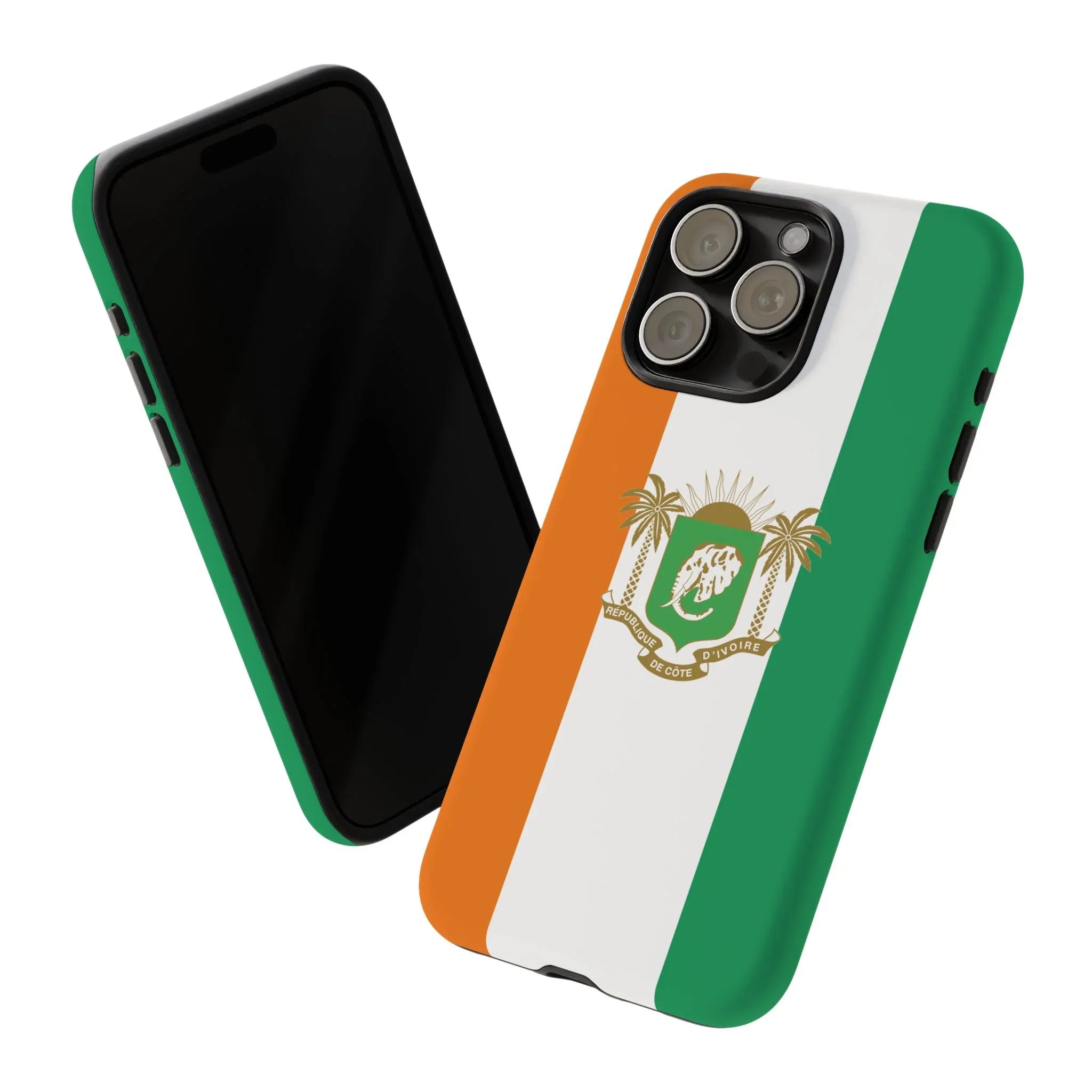 Ivory Coast Flag Tough Phone Case — Orange White Green Shield Crest - DiwaKi