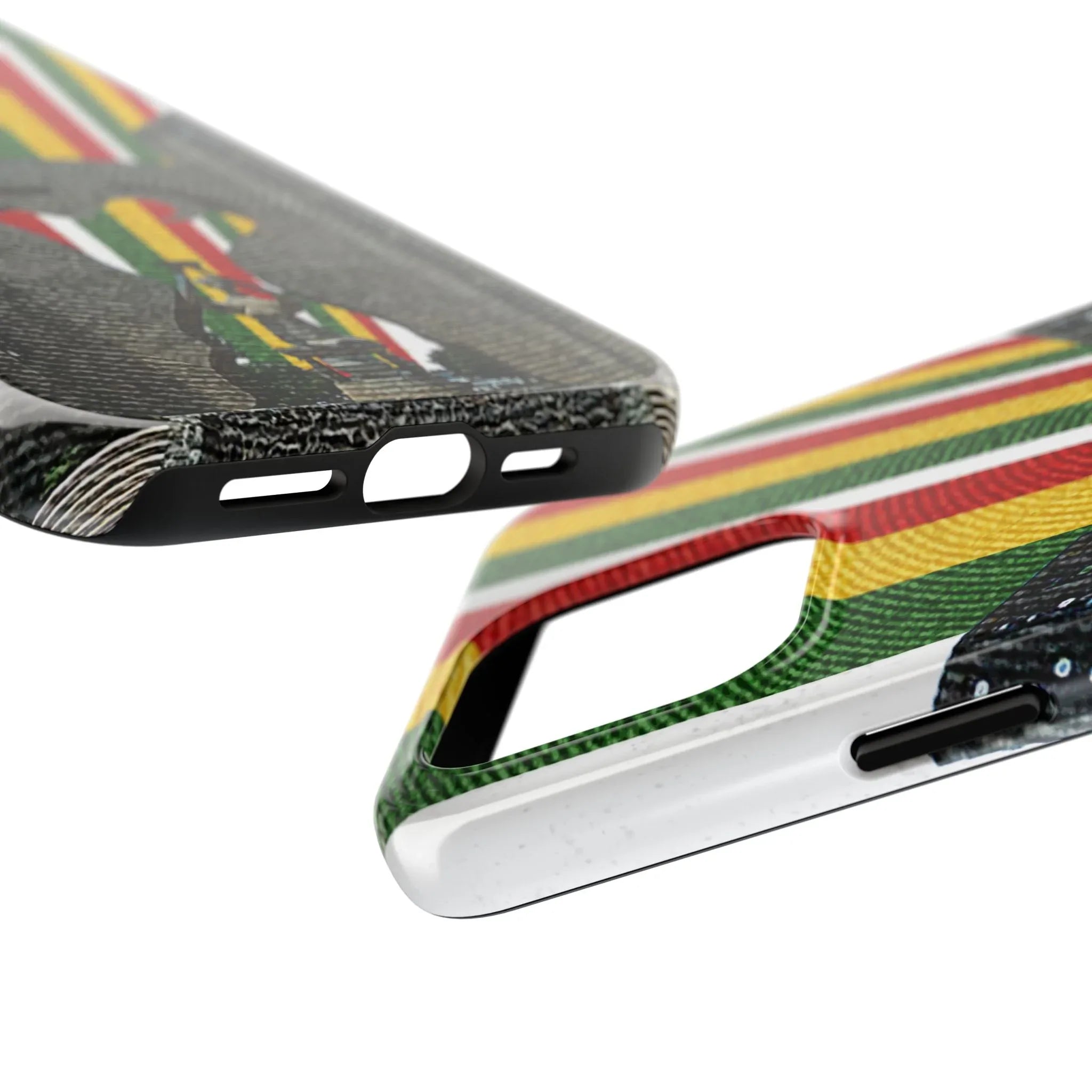 Togo Tough Phone Case — Durable Denim Look with Red Yellow Green Design - DiwaKi