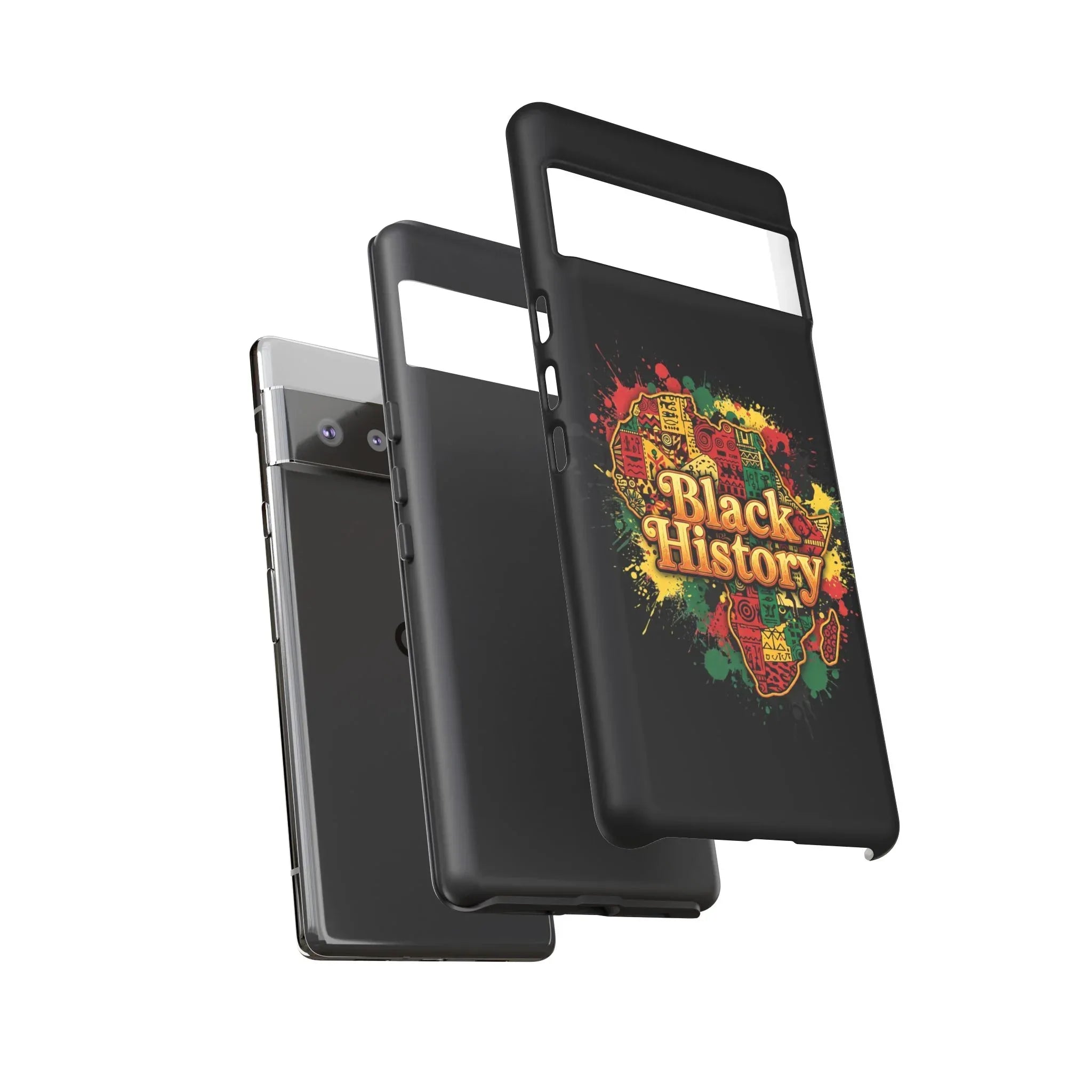 Black History Phone Case — Afrocentric Map Design, Bold Red‑Green‑Gold Splash - DiwaKi
