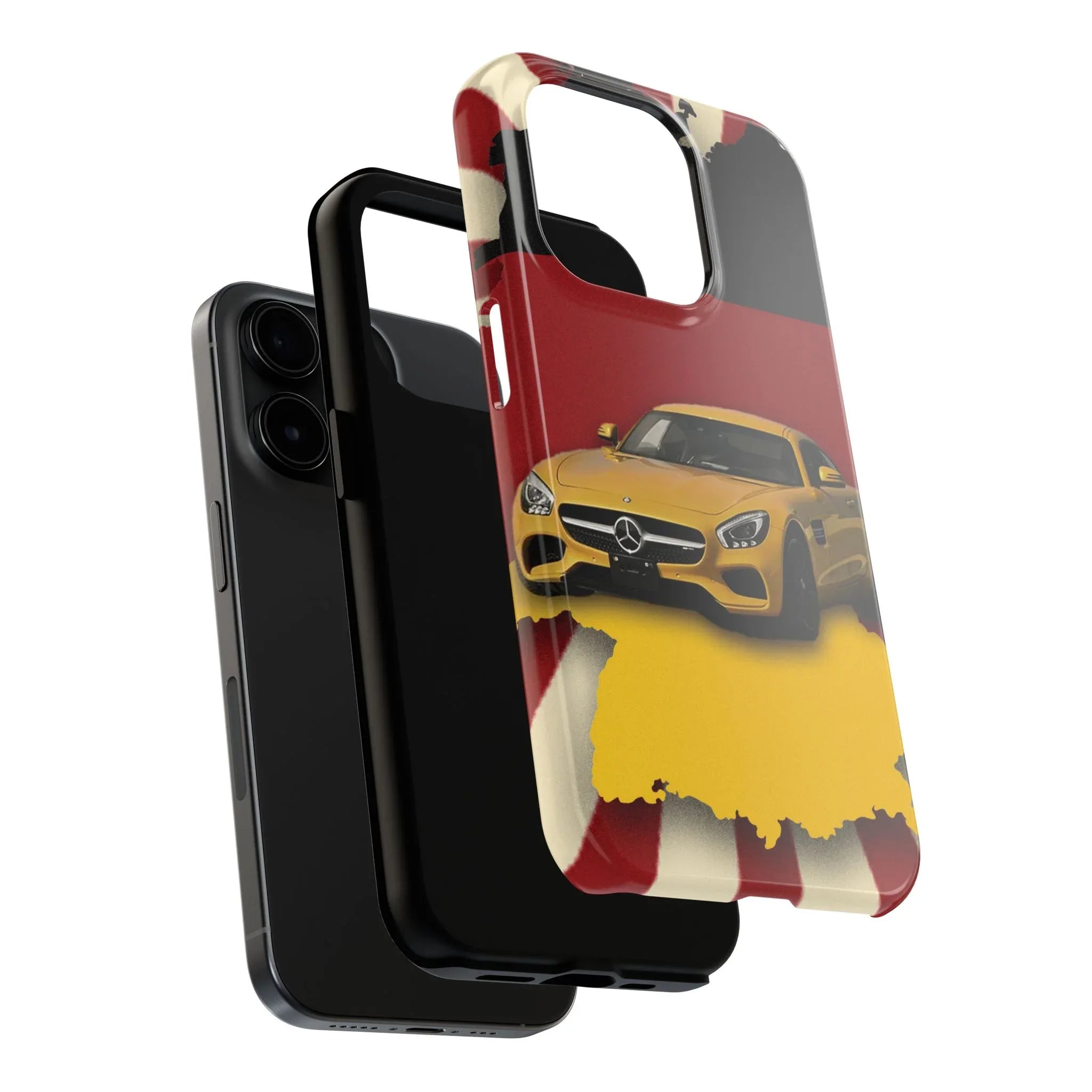 Mercedes Sports Car Tough Phone Case — Yellow GT on Red & Black Background - DiwaKi