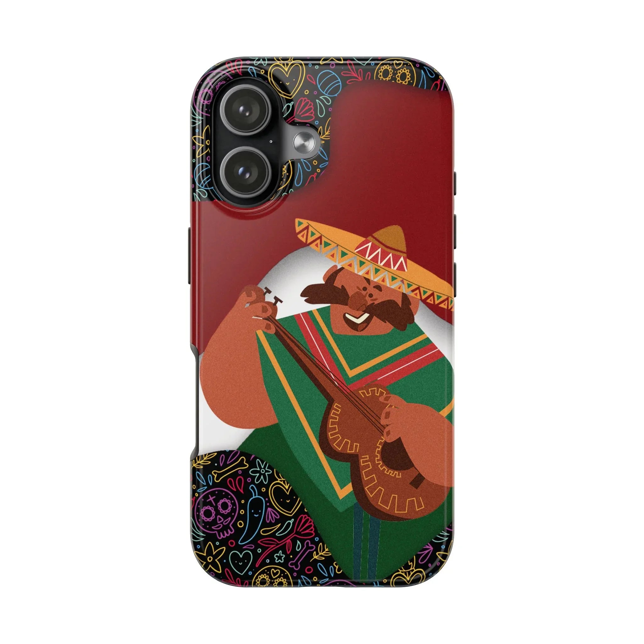 Mexico Mariachi Guitarist Tough Phone Case — Colorful Mexican Folk Art iPhone Cover - DiwaKi