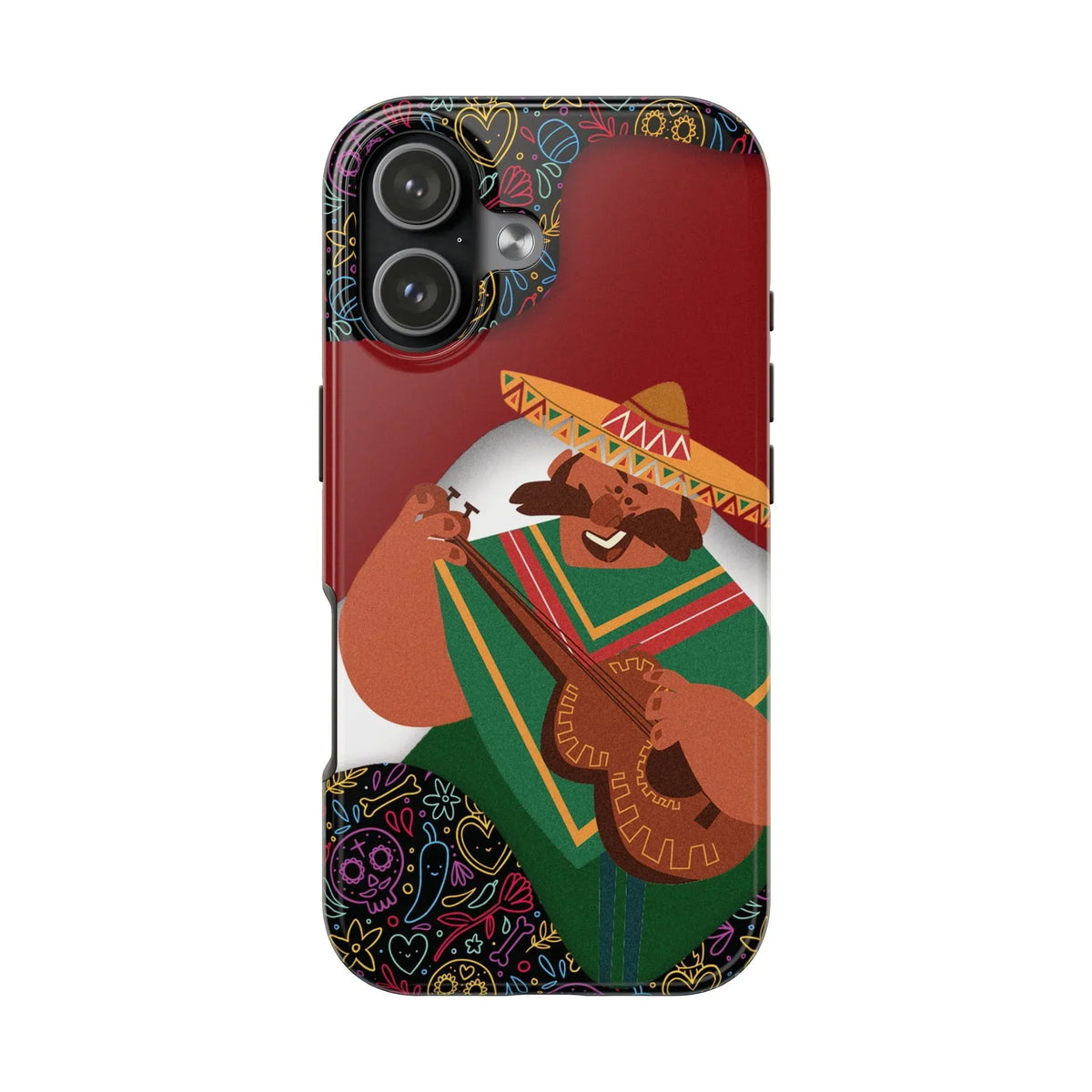 Mexico Mariachi Guitarist Tough Phone Case — Colorful Mexican Folk Art iPhone Cover - DiwaKi