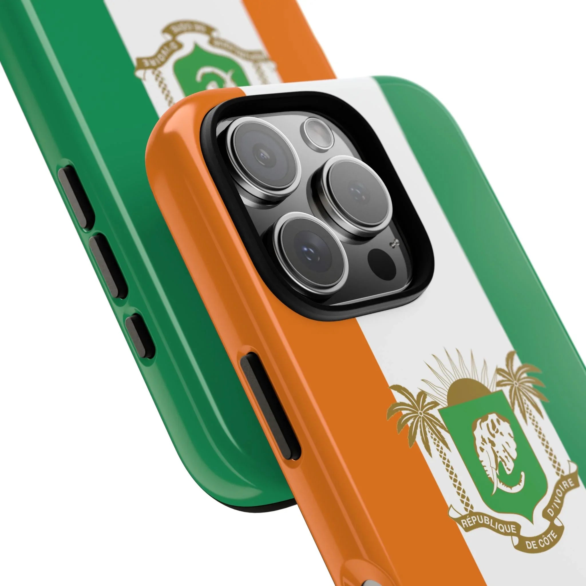 Ivory Coast Flag Tough Phone Case — Orange White Green Shield Crest - DiwaKi