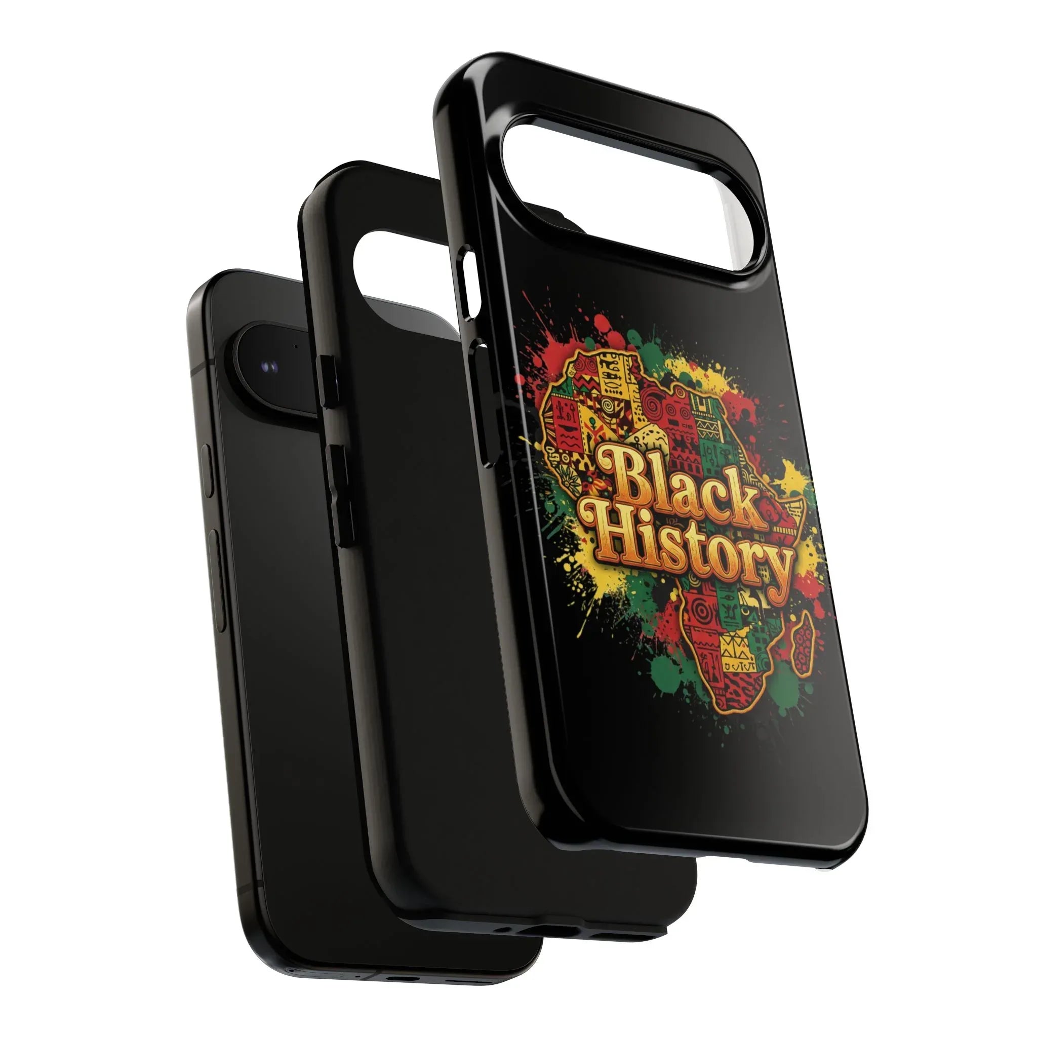 Black History Phone Case — Afrocentric Map Design, Bold Red‑Green‑Gold Splash - DiwaKi