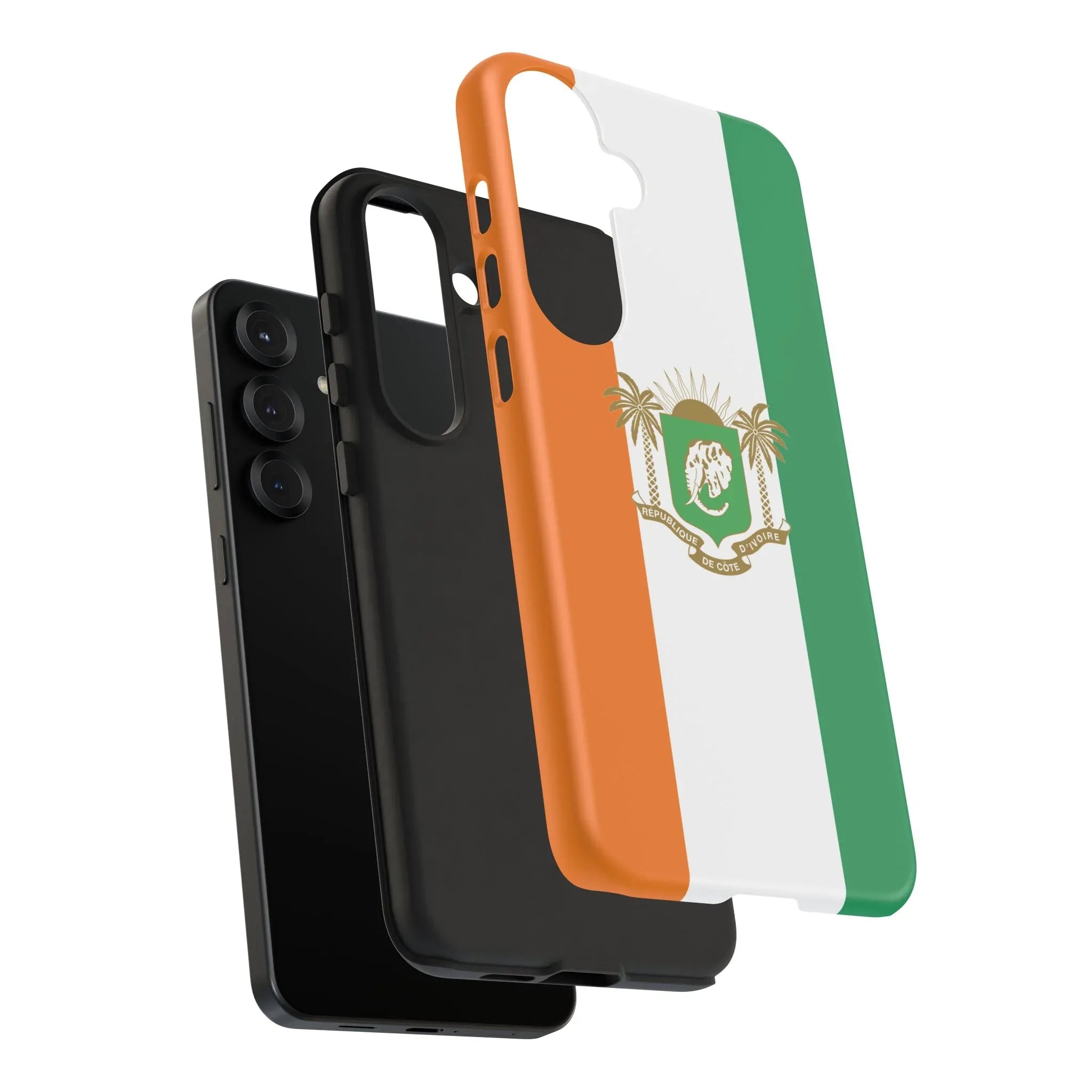 Ivory Coast Flag Tough Phone Case — Orange White Green Shield Crest - DiwaKi