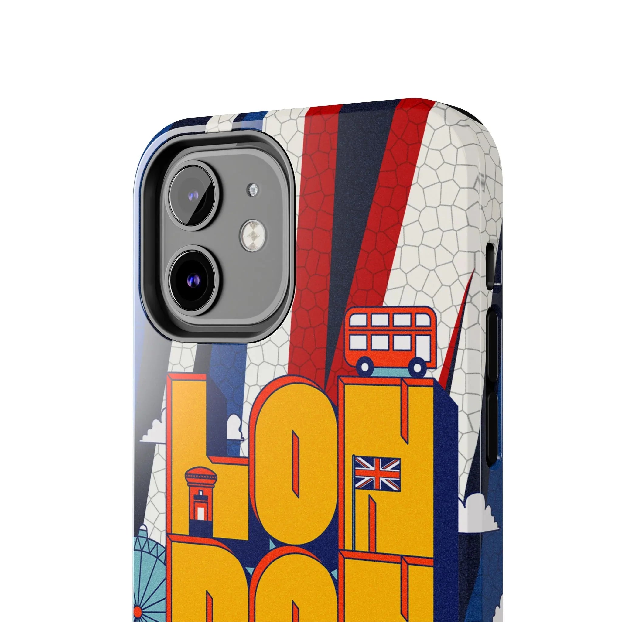 London Graphic Tough Phone Case – Retro Union Jack Travel Design - DiwaKi