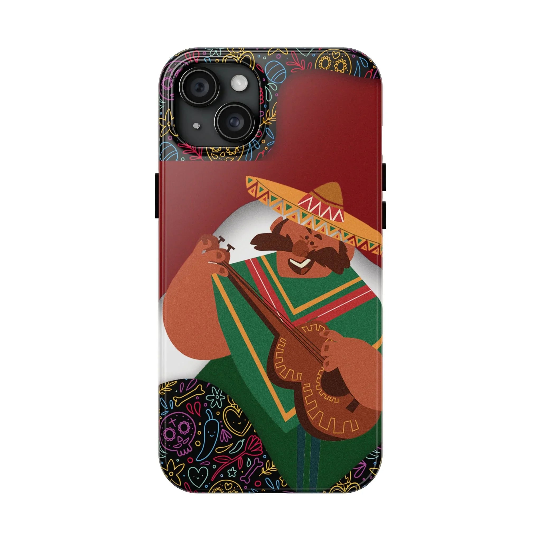 Mexico Mariachi Guitarist Tough Phone Case — Colorful Mexican Folk Art iPhone Cover - DiwaKi