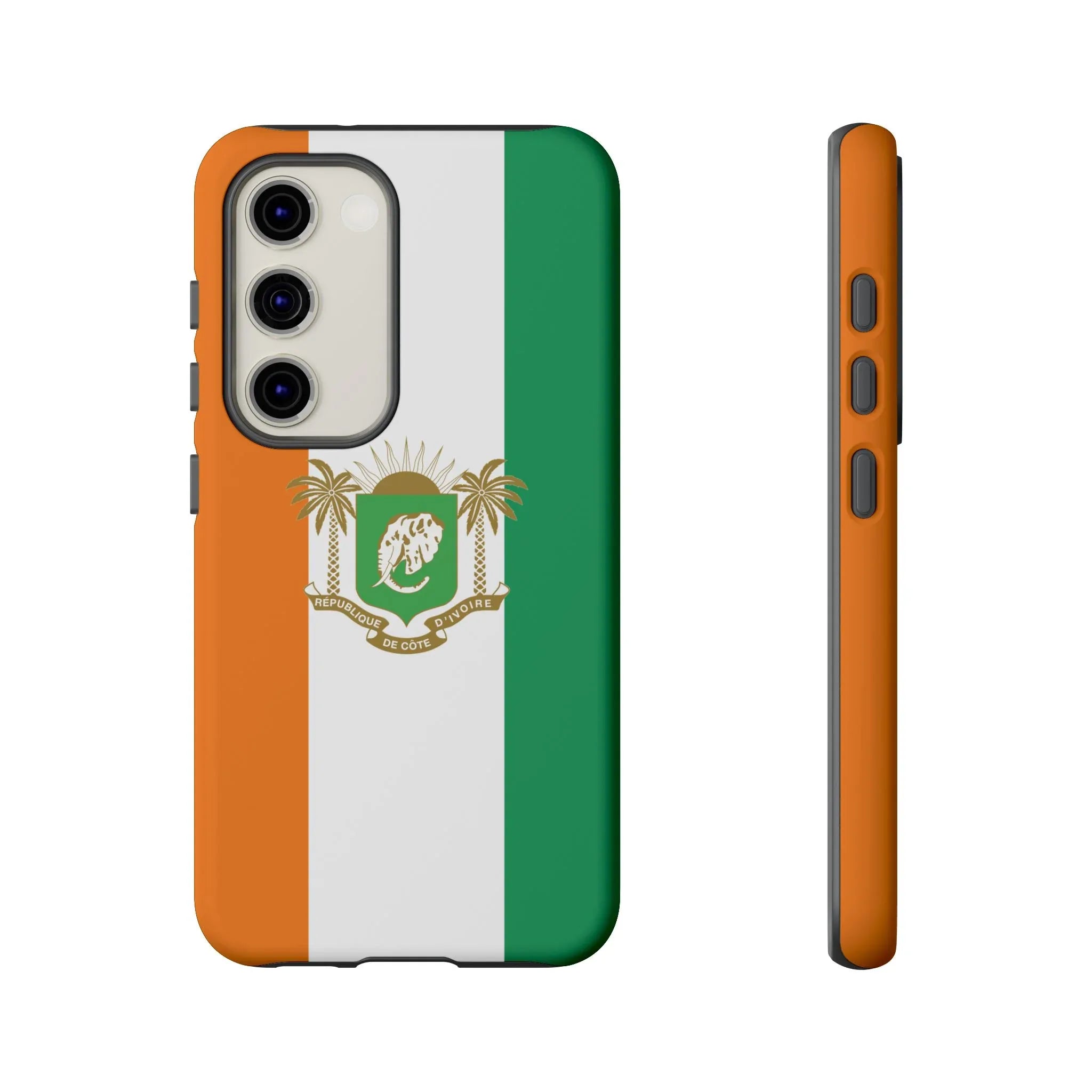 Ivory Coast Flag Tough Phone Case — Orange White Green Shield Crest - DiwaKi