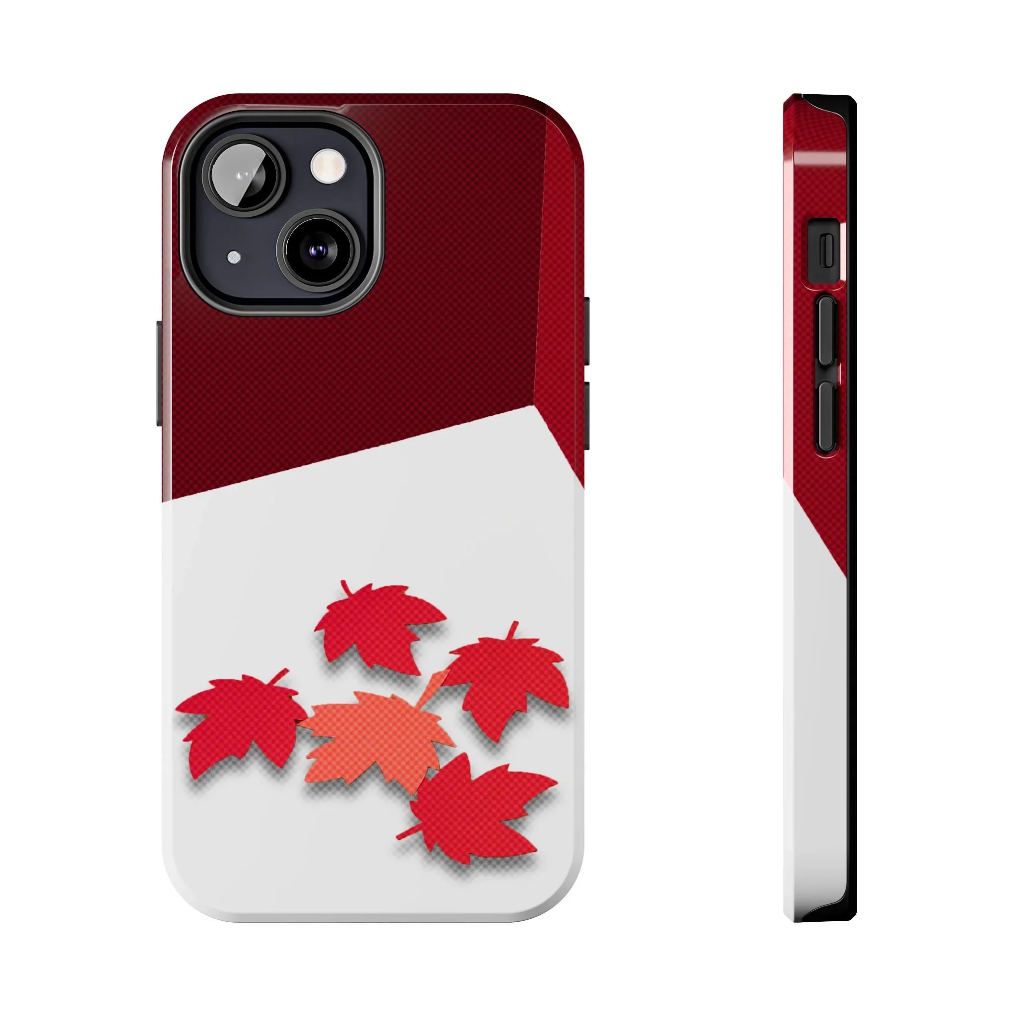 Canada Autumn Maple Tough Phone Case — Red & White Protective Fall Design - DiwaKi