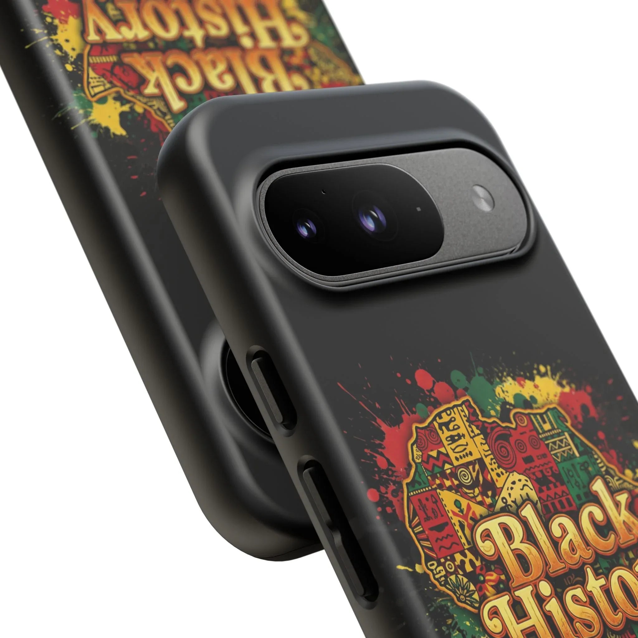 Black History Phone Case — Afrocentric Map Design, Bold Red‑Green‑Gold Splash - DiwaKi