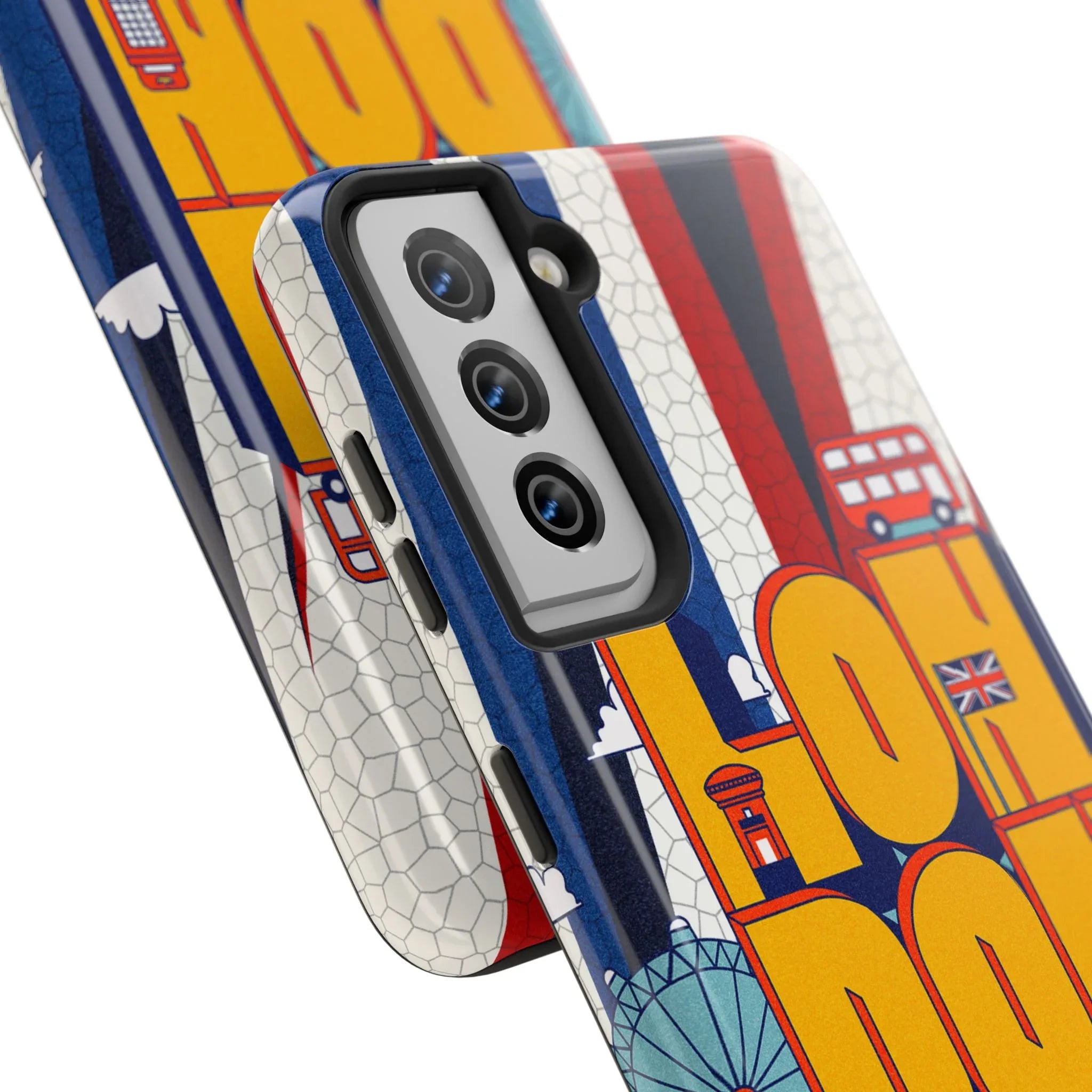 London Graphic Tough Phone Case – Retro Union Jack Travel Design - DiwaKi