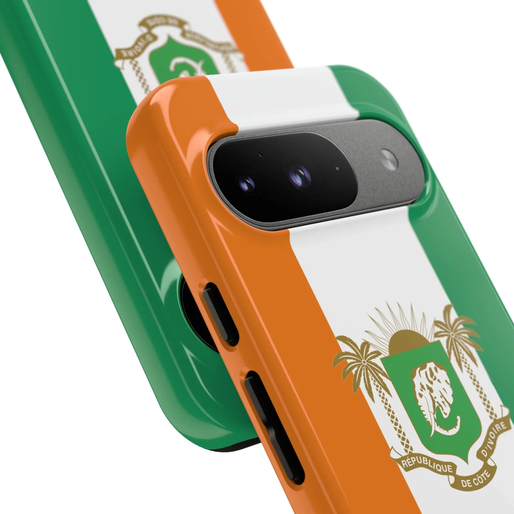 Ivory Coast Flag Tough Phone Case — Orange White Green Shield Crest - DiwaKi