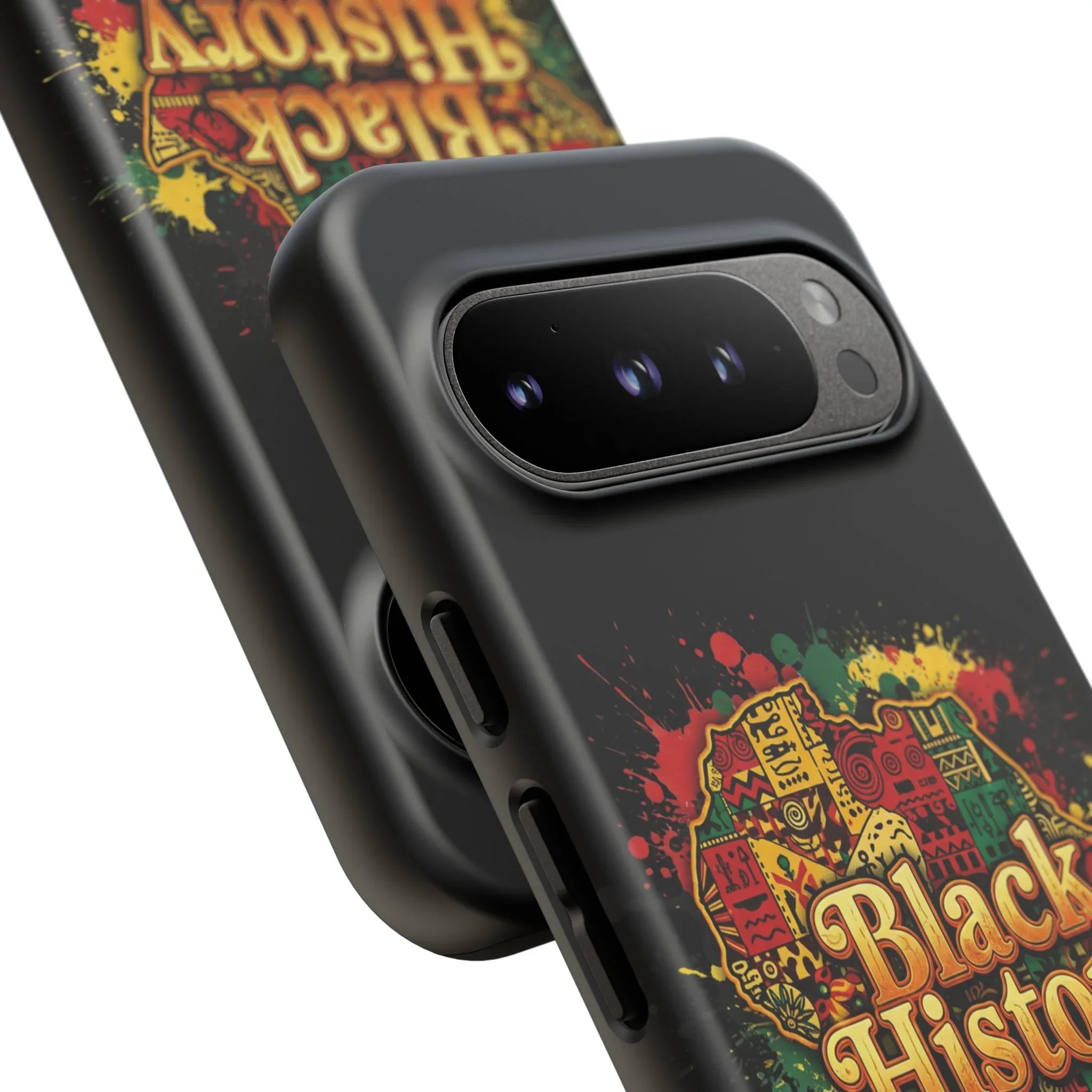 Black History Phone Case — Afrocentric Map Design, Bold Red‑Green‑Gold Splash - DiwaKi