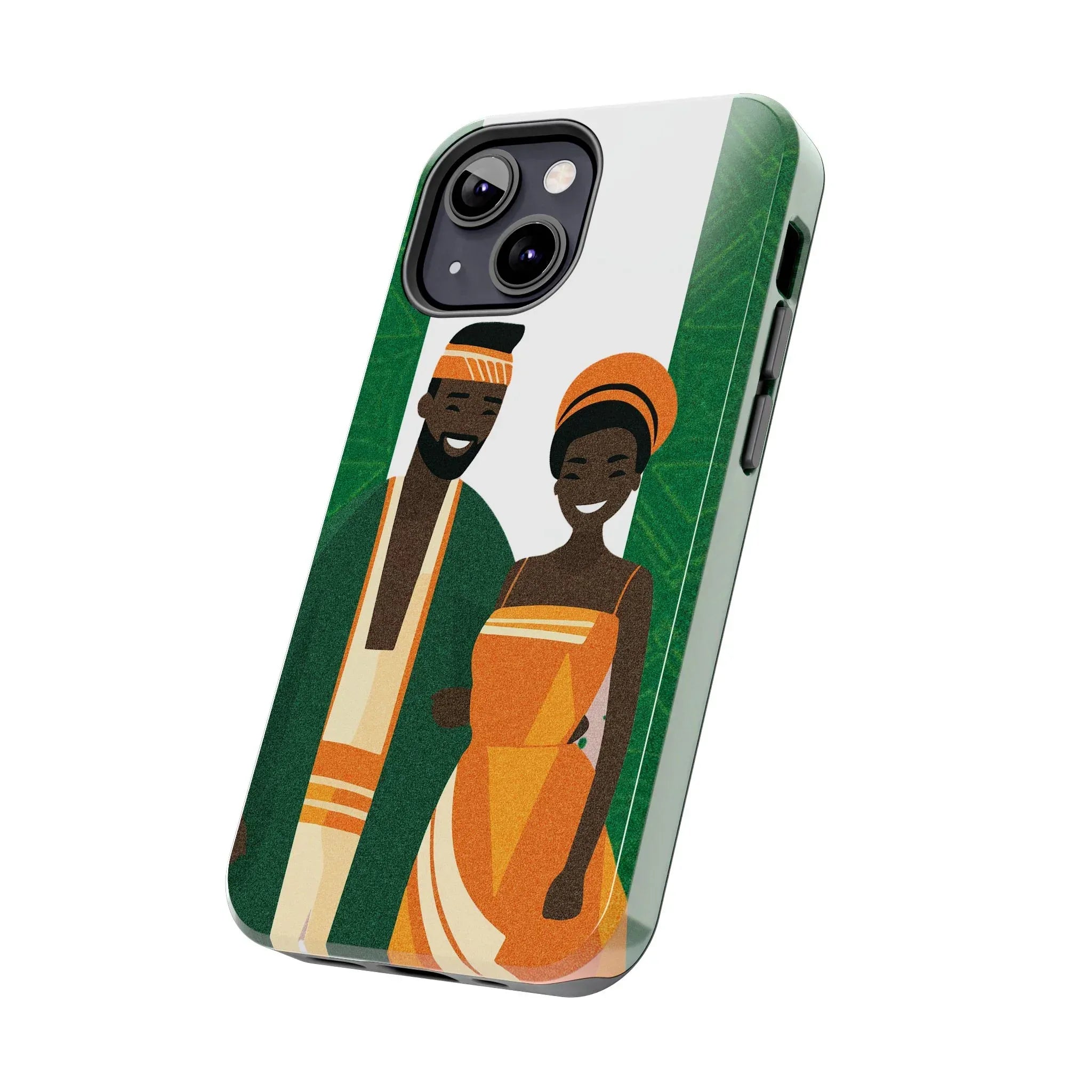 Tough Phone Case — Afrocentric Nigerian Couple Illustration, Protective Hard-Shell Phone Cover - DiwaKi