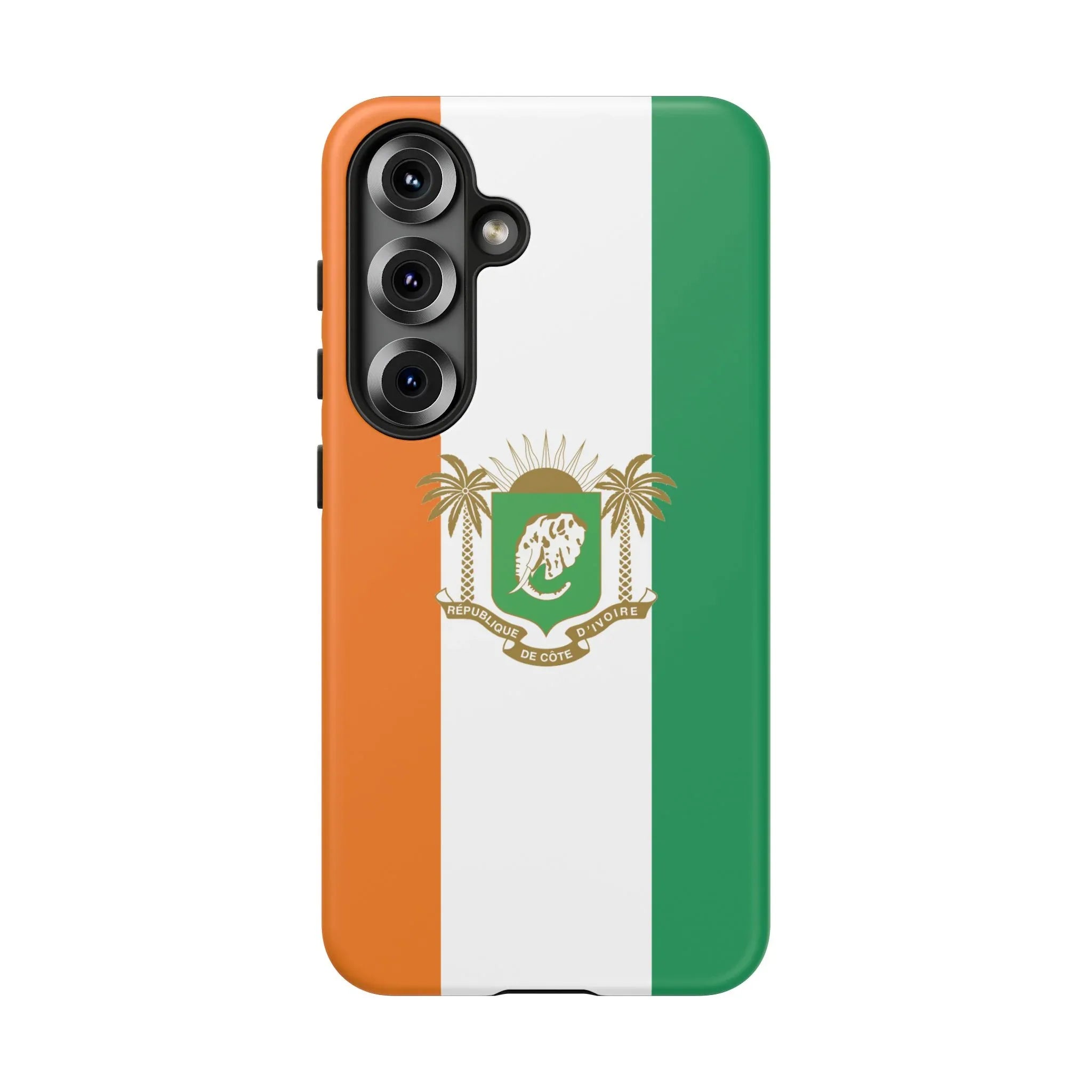 Ivory Coast Flag Tough Phone Case — Orange White Green Shield Crest - DiwaKi