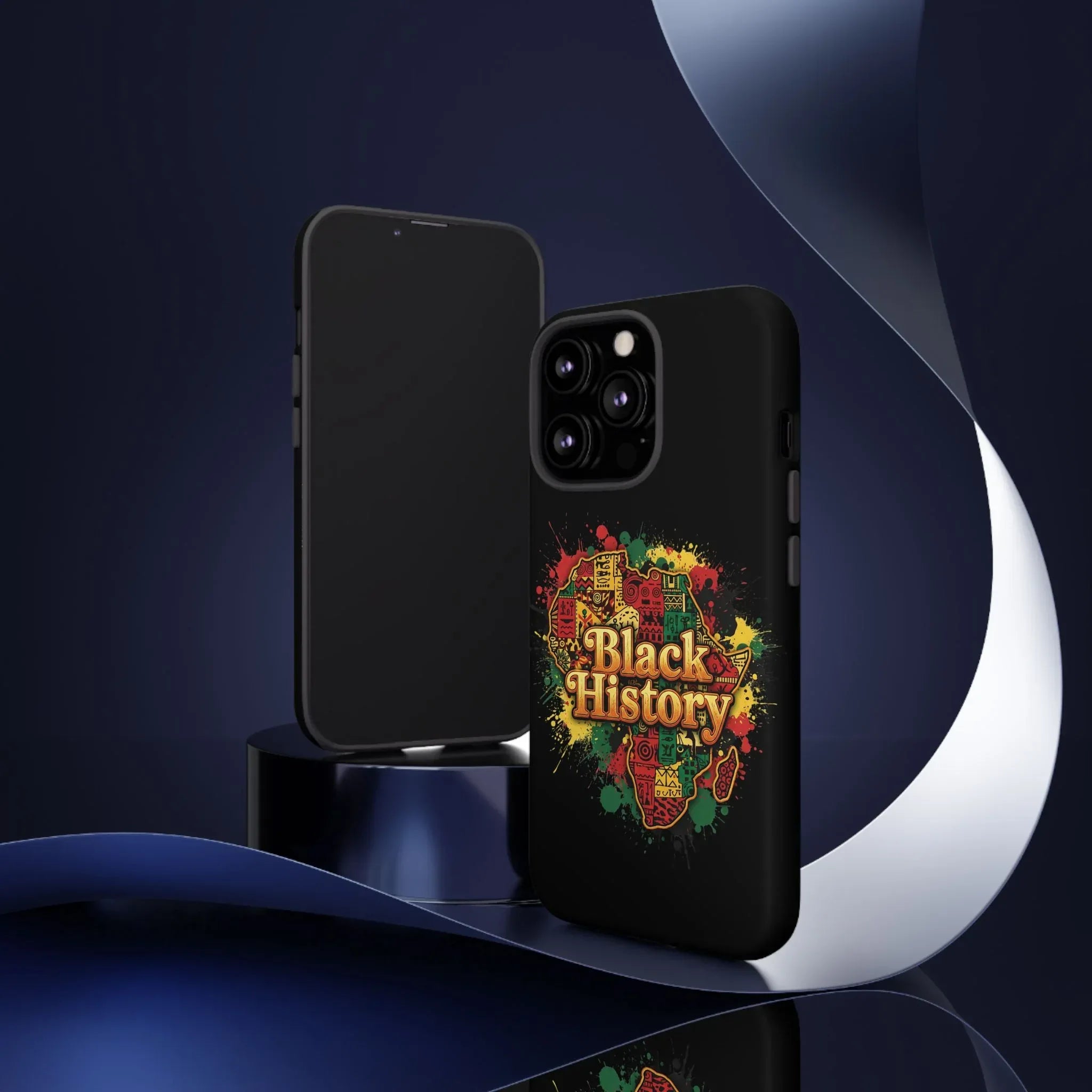 Black History Phone Case — Afrocentric Map Design, Bold Red‑Green‑Gold Splash - DiwaKi