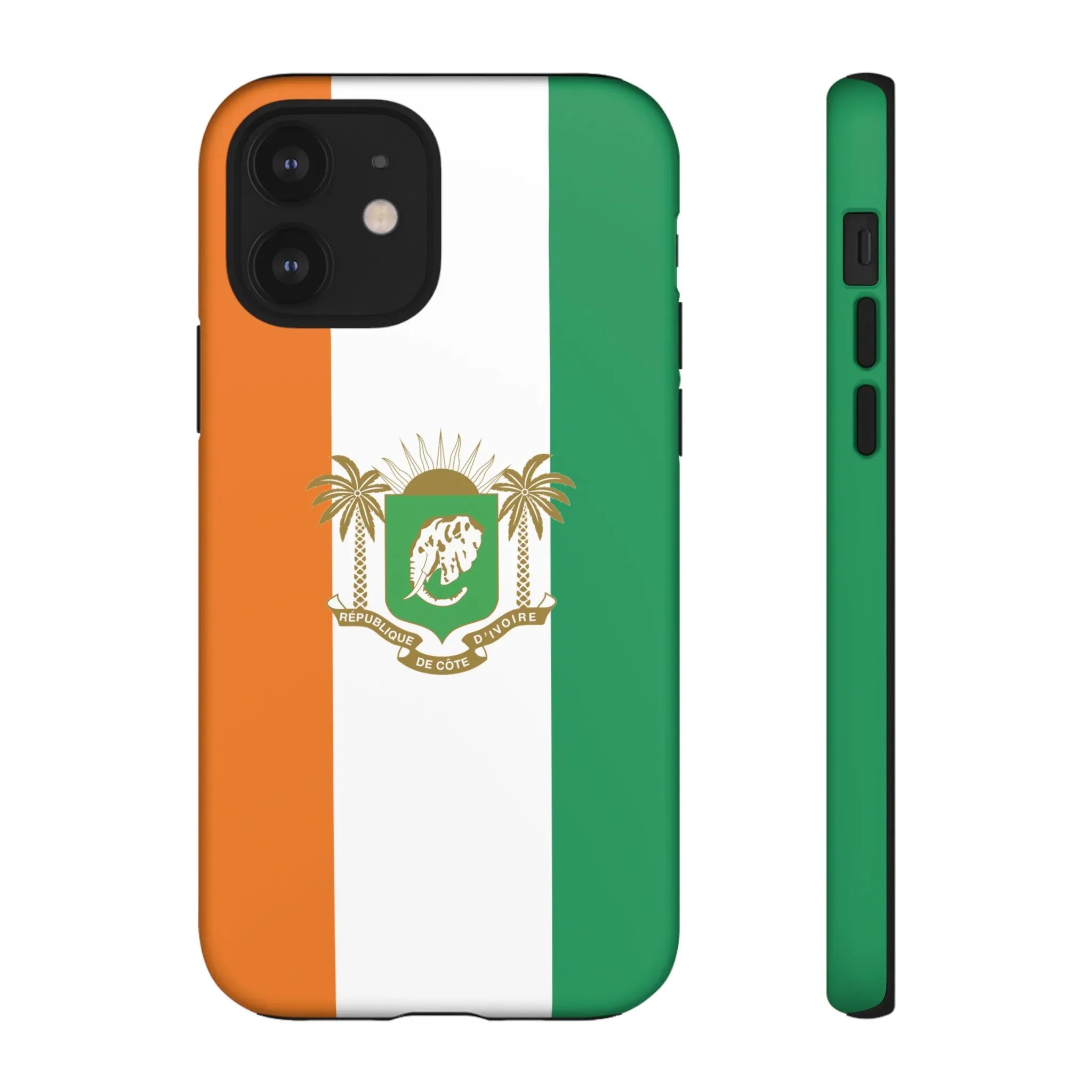 Ivory Coast Flag Tough Phone Case — Orange White Green Shield Crest - DiwaKi
