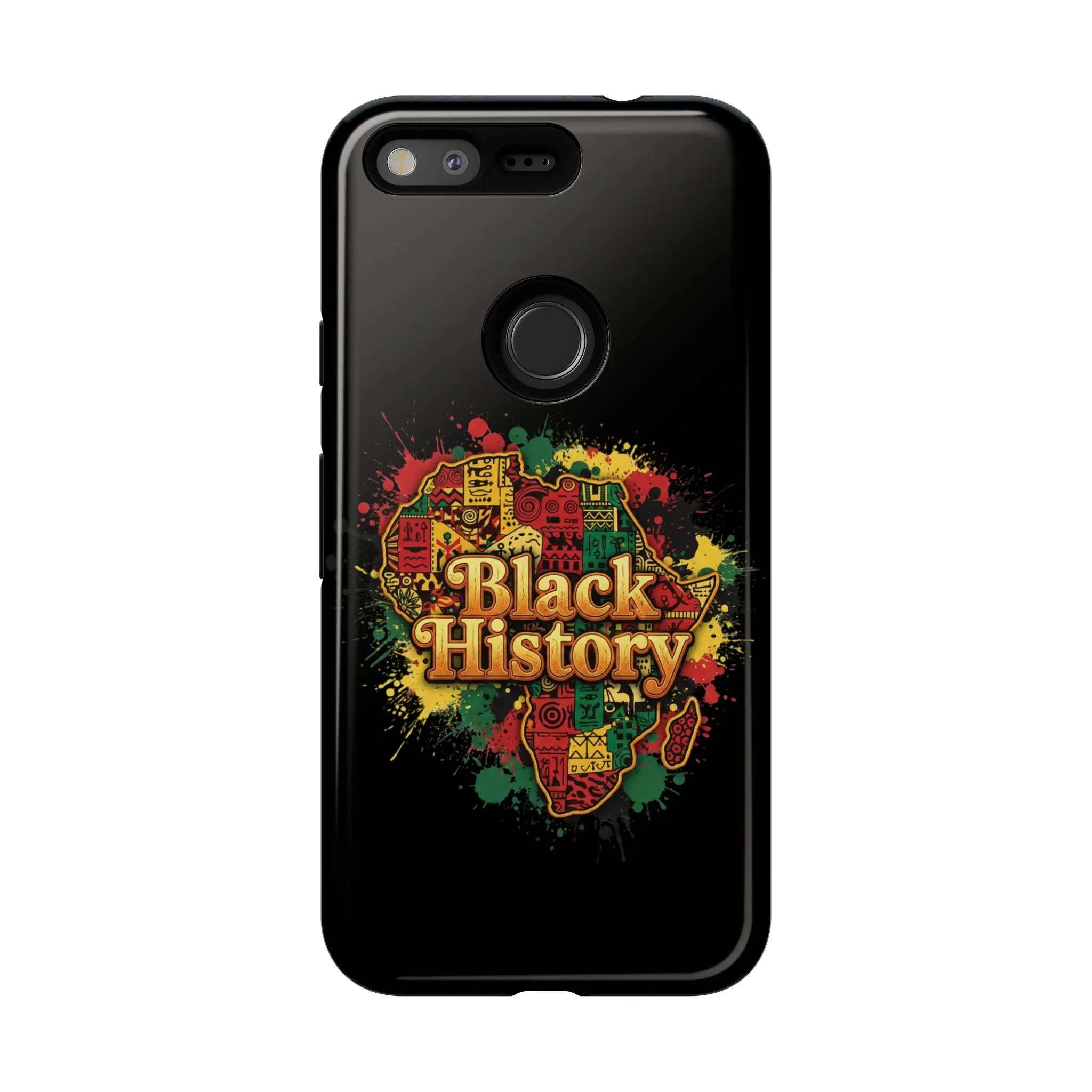 Black History Phone Case — Afrocentric Map Design, Bold Red‑Green‑Gold Splash - DiwaKi