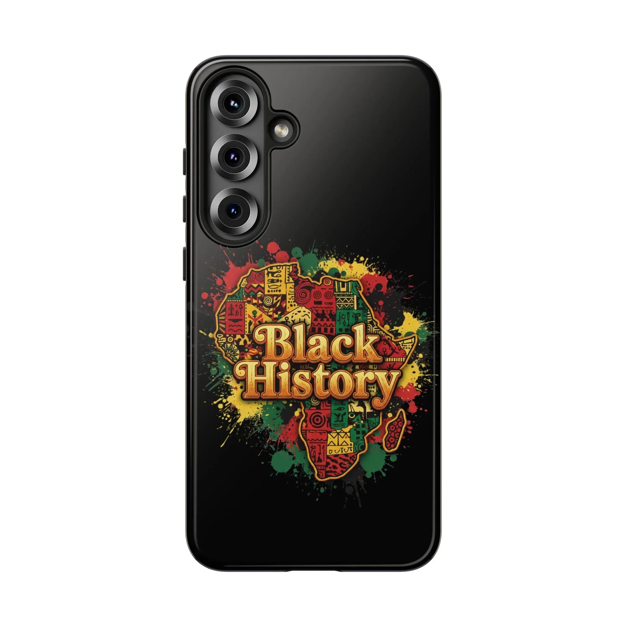 Black History Phone Case — Afrocentric Map Design, Bold Red‑Green‑Gold Splash - DiwaKi