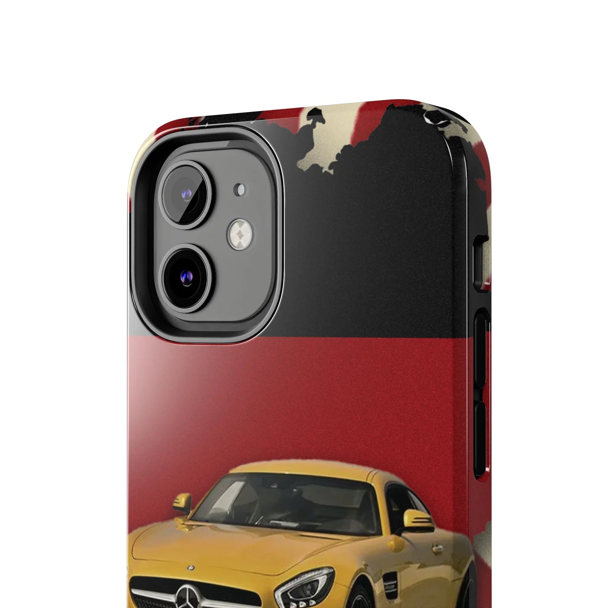 Mercedes Sports Car Tough Phone Case — Yellow GT on Red & Black Background - DiwaKi