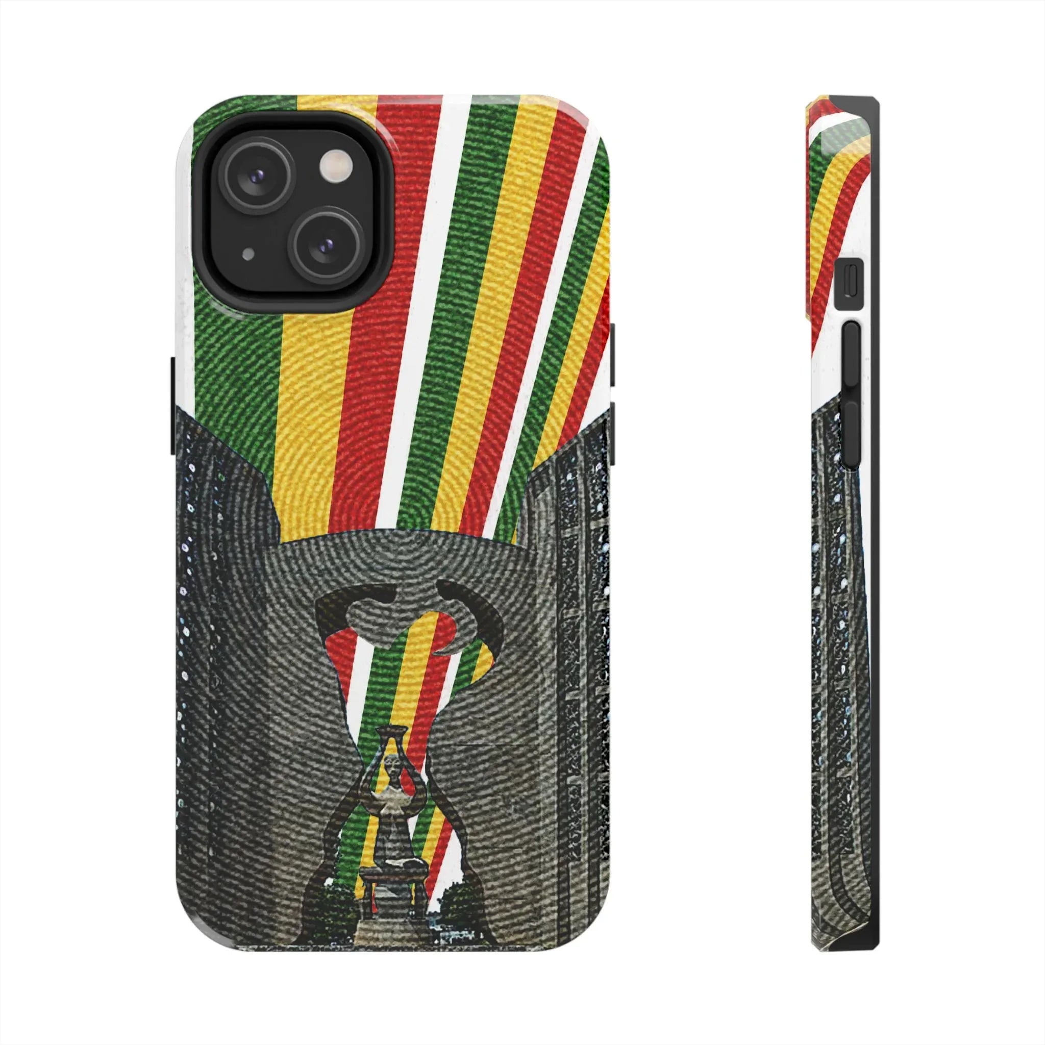 Togo Tough Phone Case — Durable Denim Look with Red Yellow Green Design - DiwaKi
