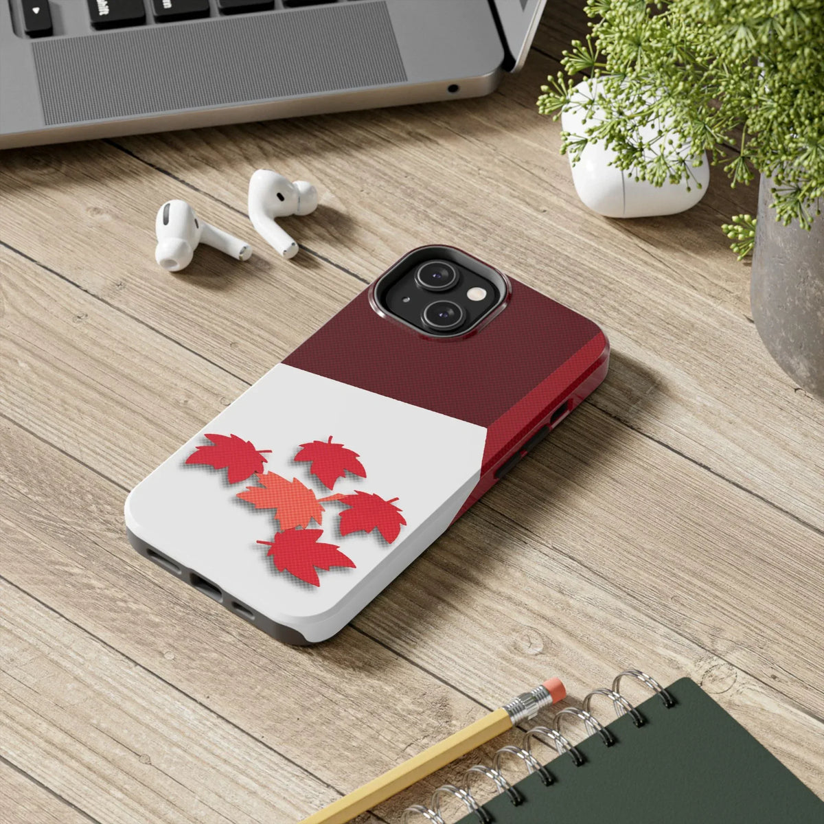 Canada Autumn Maple Tough Phone Case — Red & White Protective Fall Design - DiwaKi