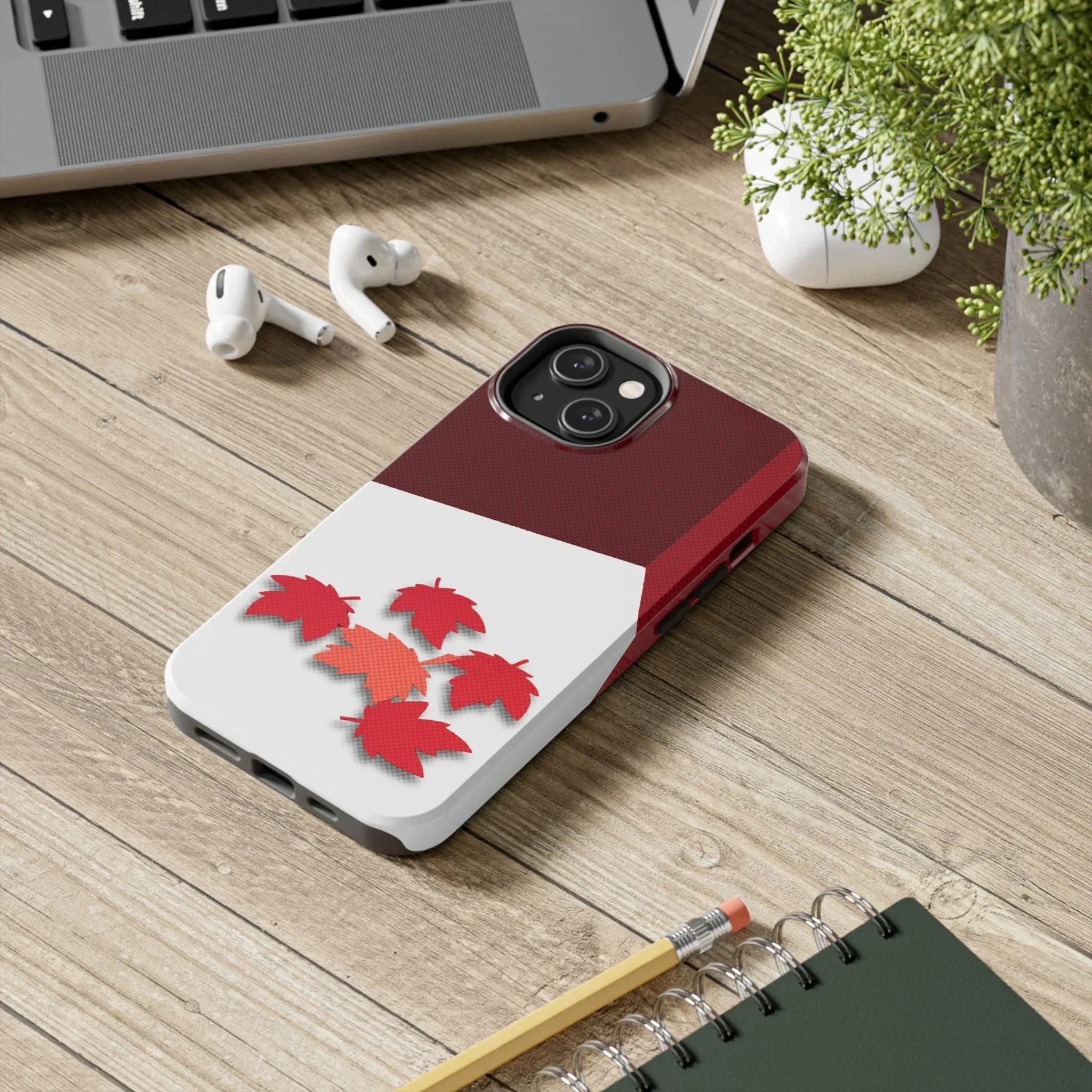 Canada Autumn Maple Tough Phone Case — Red & White Protective Fall Design - DiwaKi