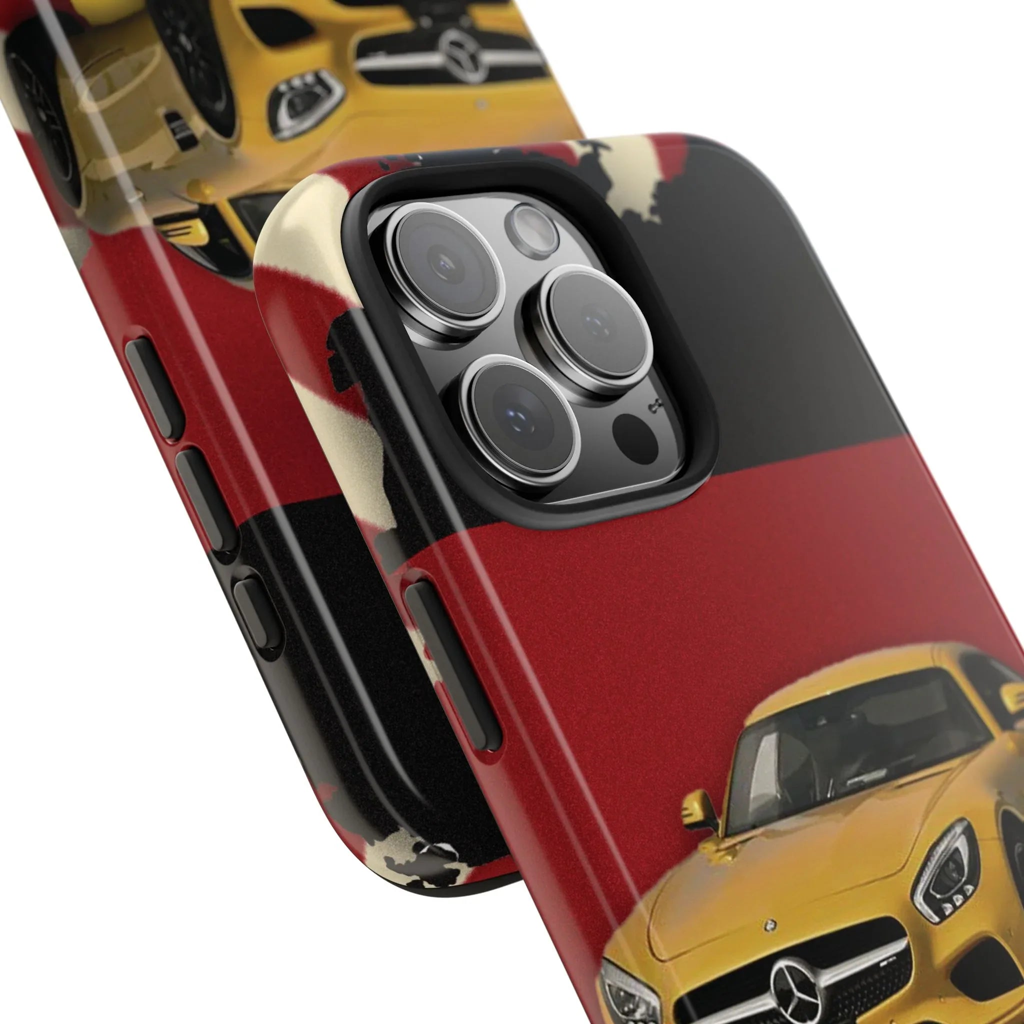 Mercedes Sports Car Tough Phone Case — Yellow GT on Red & Black Background - DiwaKi