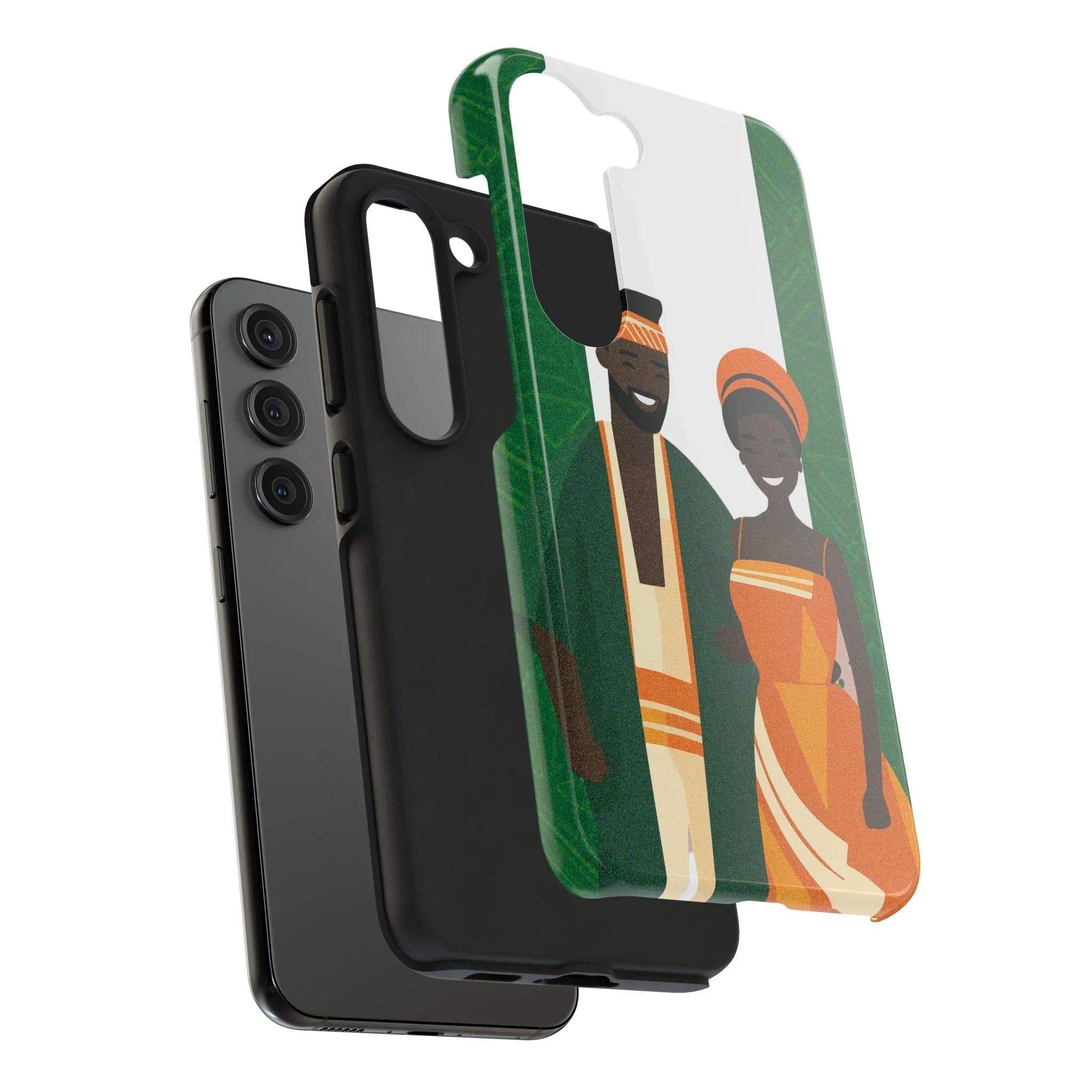 Tough Phone Case — Afrocentric Nigerian Couple Illustration, Protective Hard-Shell Phone Cover - DiwaKi