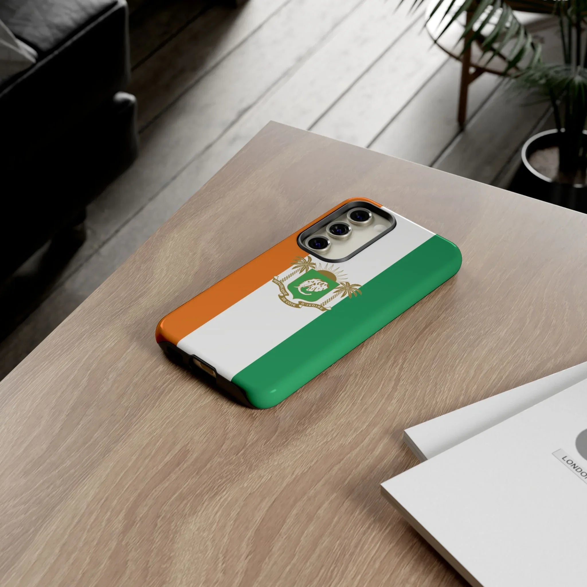 Ivory Coast Flag Tough Phone Case — Orange White Green Shield Crest - DiwaKi