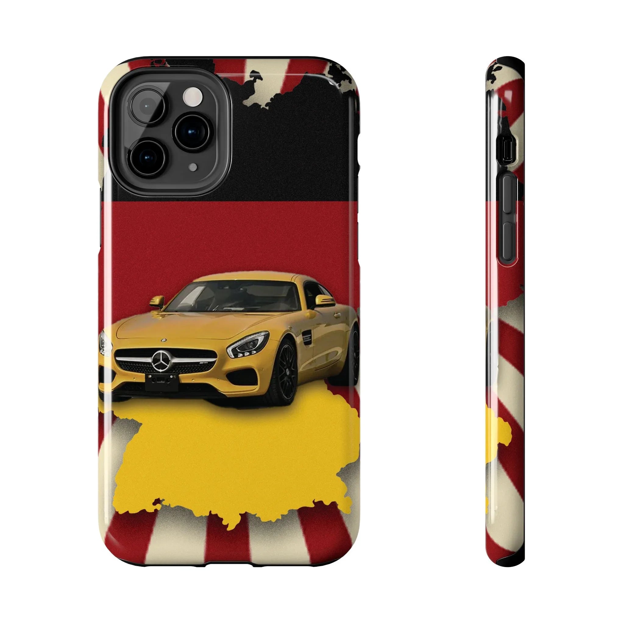 Mercedes Sports Car Tough Phone Case — Yellow GT on Red & Black Background - DiwaKi