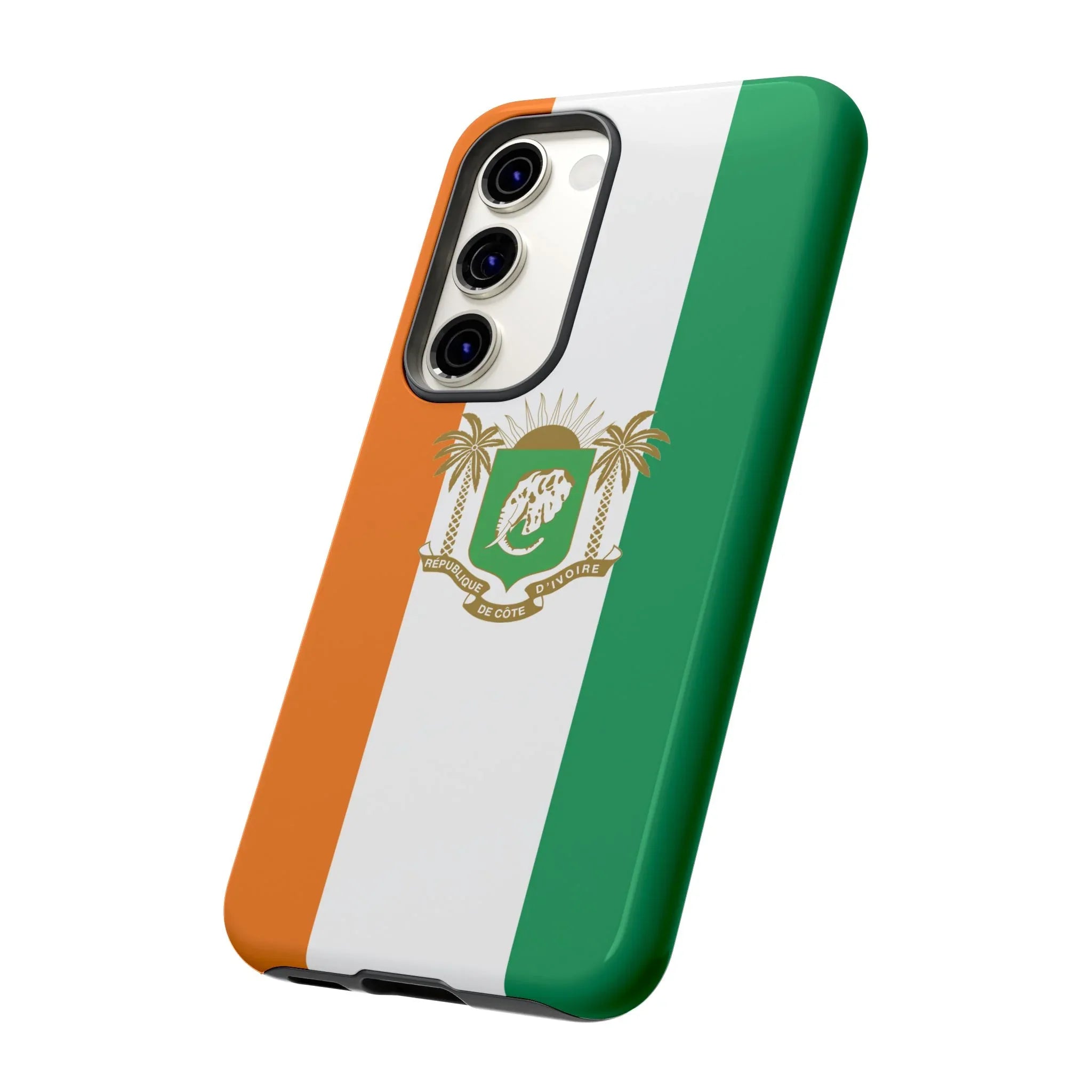 Ivory Coast Flag Tough Phone Case — Orange White Green Shield Crest - DiwaKi