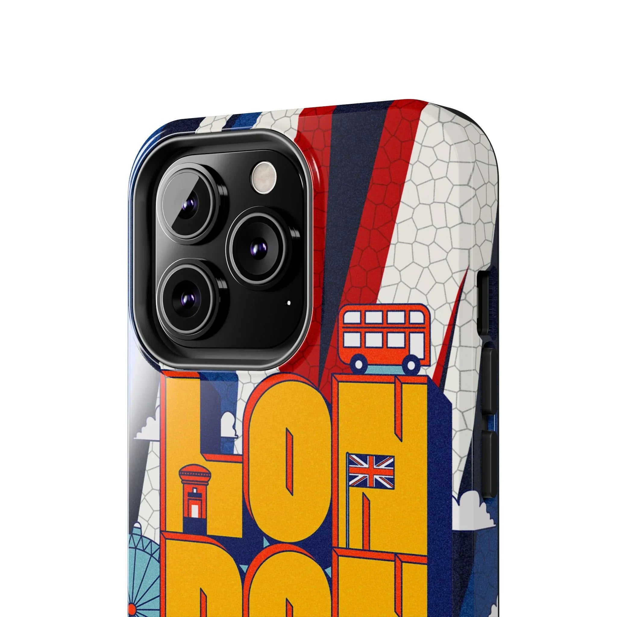 London Graphic Tough Phone Case – Retro Union Jack Travel Design - DiwaKi