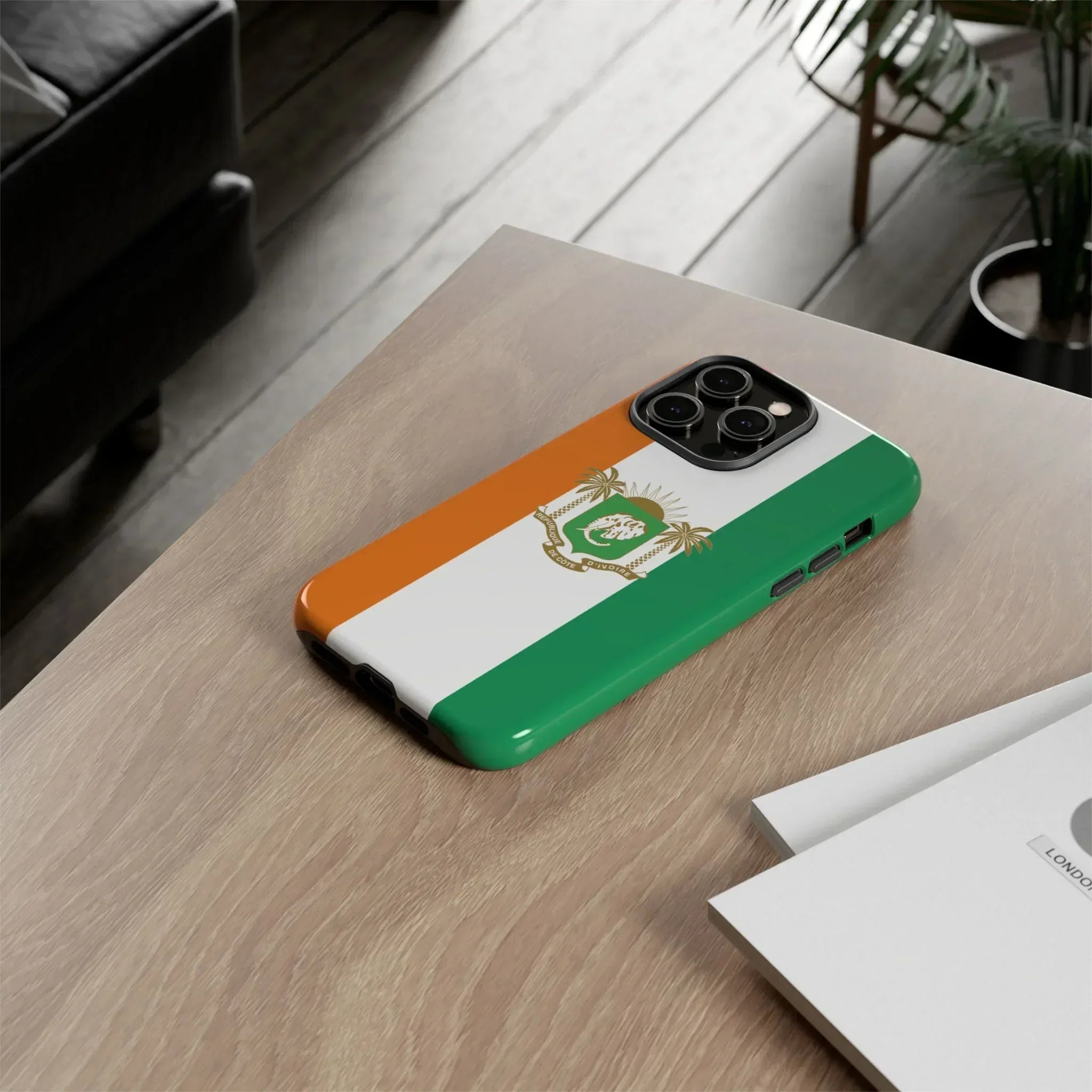 Ivory Coast Flag Tough Phone Case — Orange White Green Shield Crest - DiwaKi