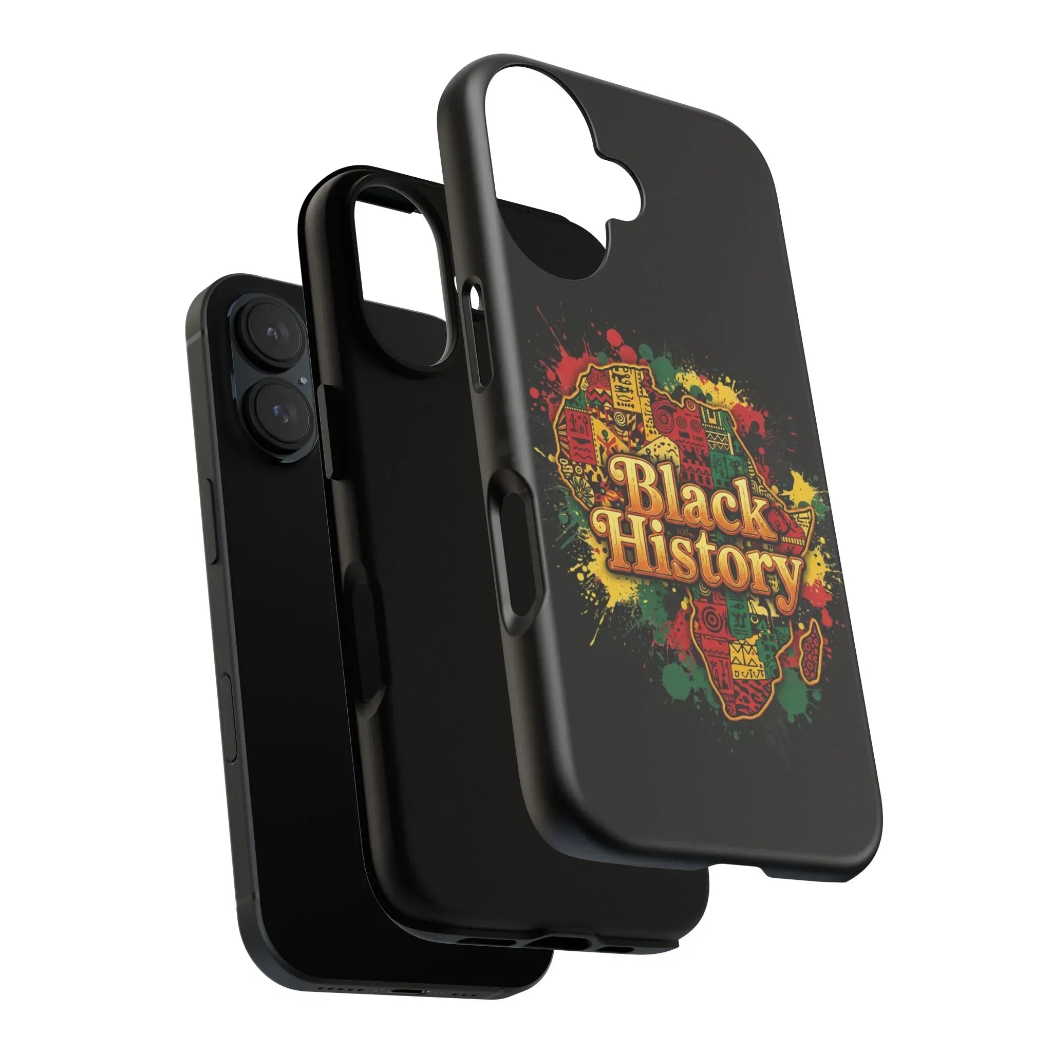 Black History Phone Case — Afrocentric Map Design, Bold Red‑Green‑Gold Splash - DiwaKi