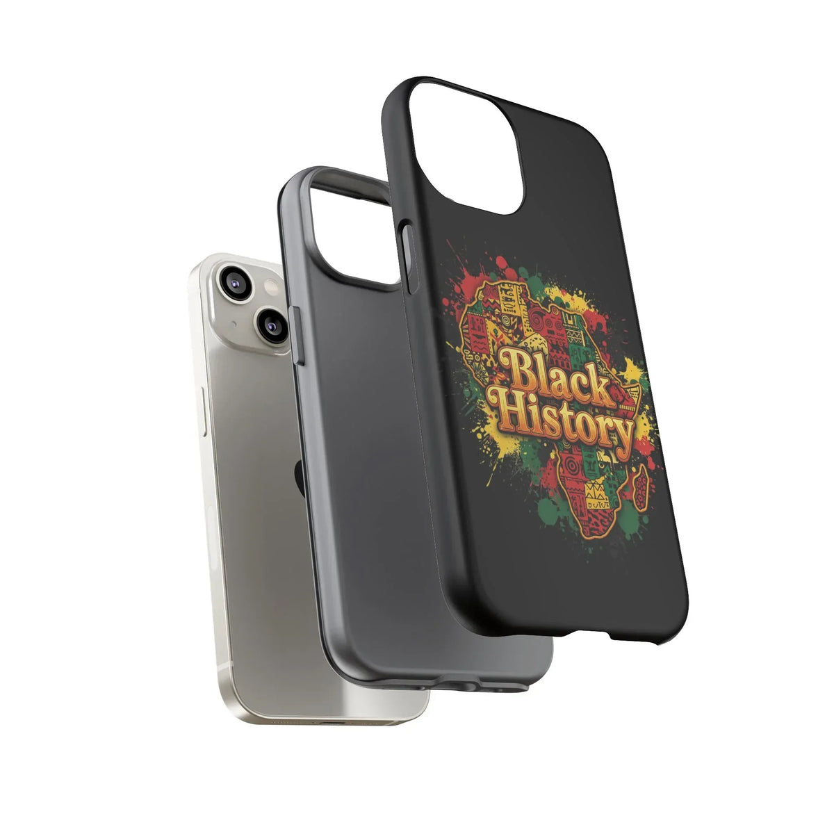 Black History Phone Case — Afrocentric Map Design, Bold Red‑Green‑Gold Splash - DiwaKi