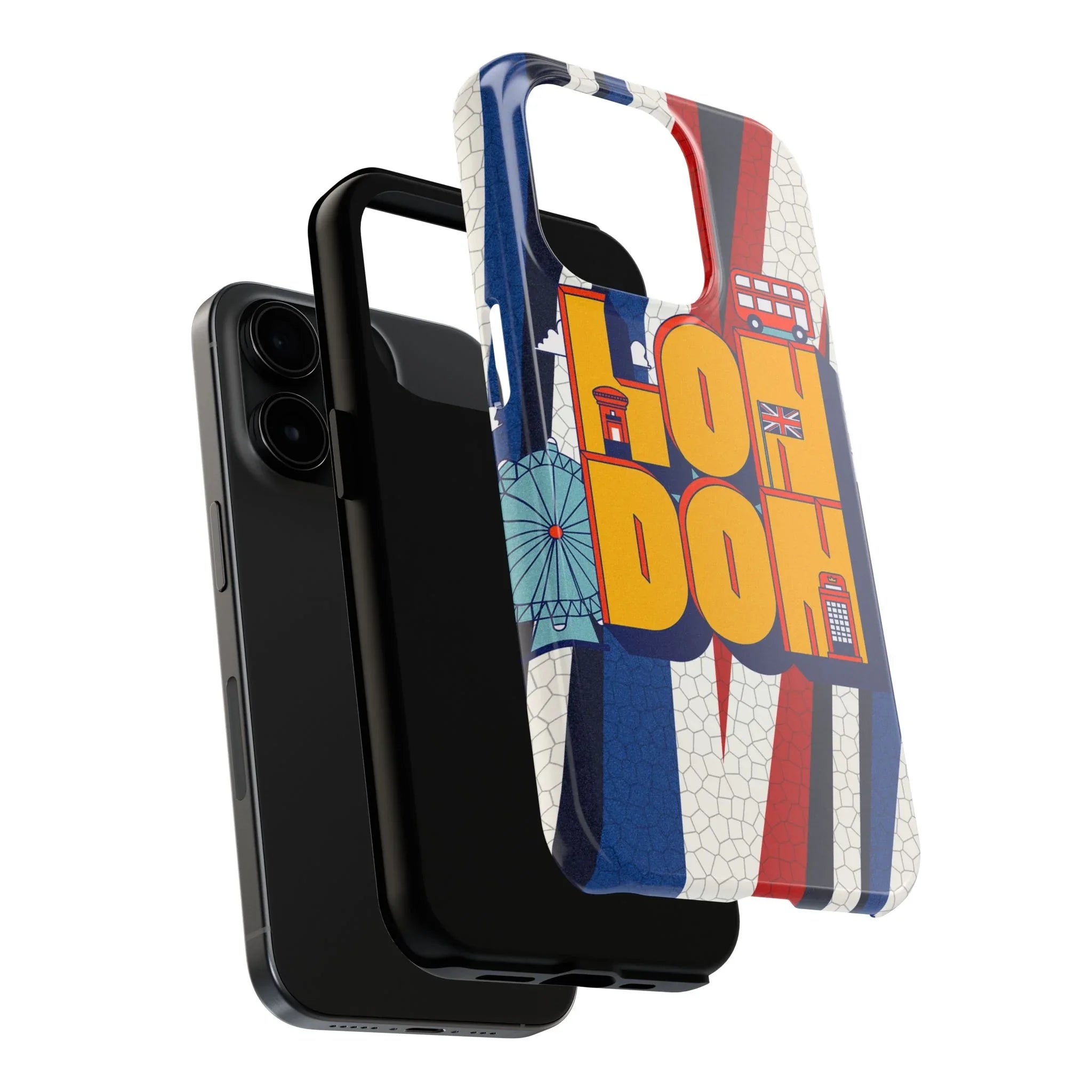 London Graphic Tough Phone Case – Retro Union Jack Travel Design - DiwaKi