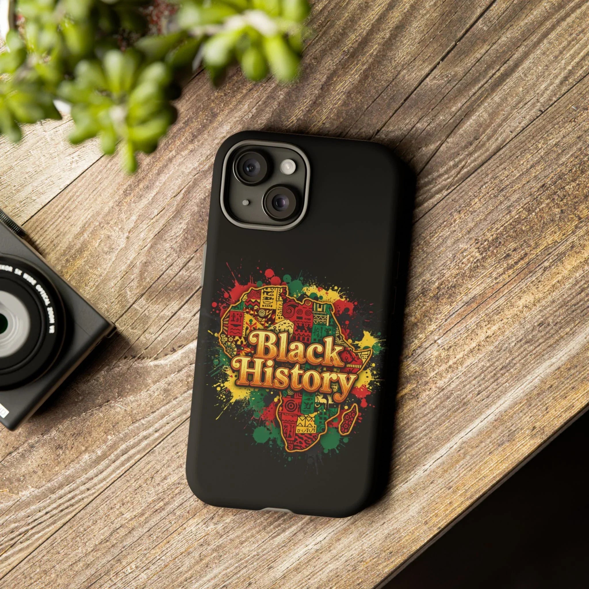 Black History Phone Case — Afrocentric Map Design, Bold Red‑Green‑Gold Splash - DiwaKi