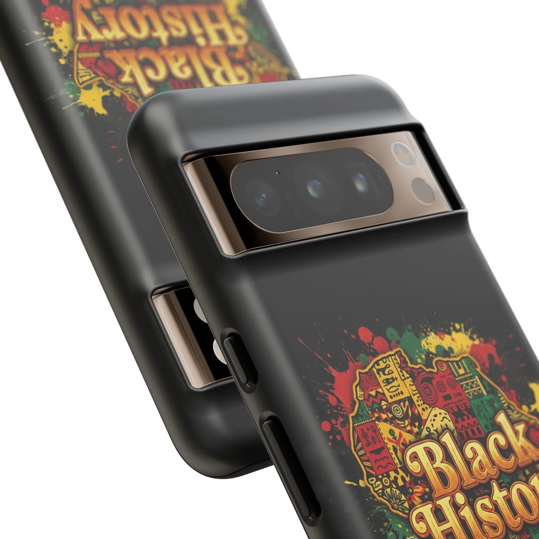 Black History Phone Case — Afrocentric Map Design, Bold Red‑Green‑Gold Splash - DiwaKi