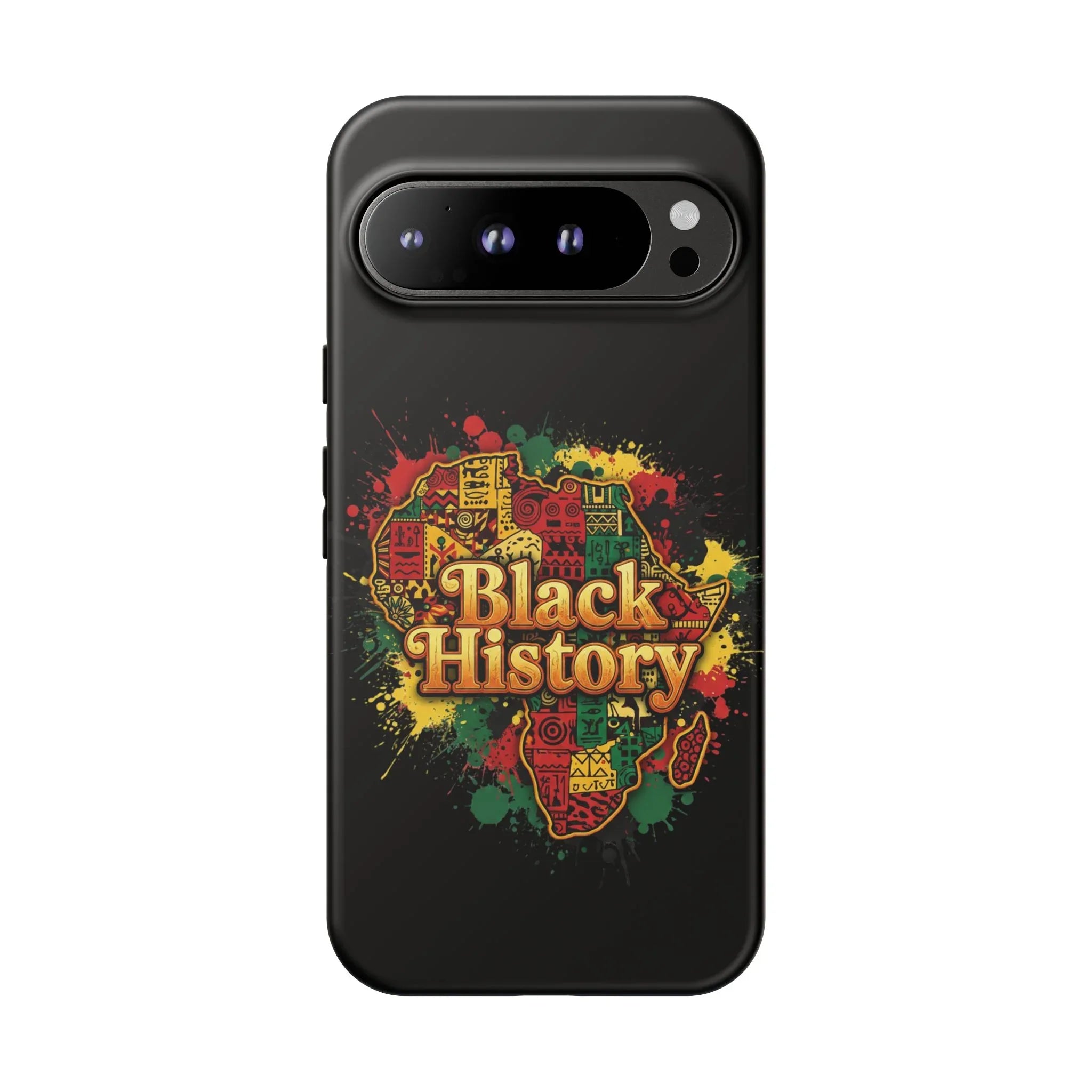 Black History Phone Case — Afrocentric Map Design, Bold Red‑Green‑Gold Splash - DiwaKi