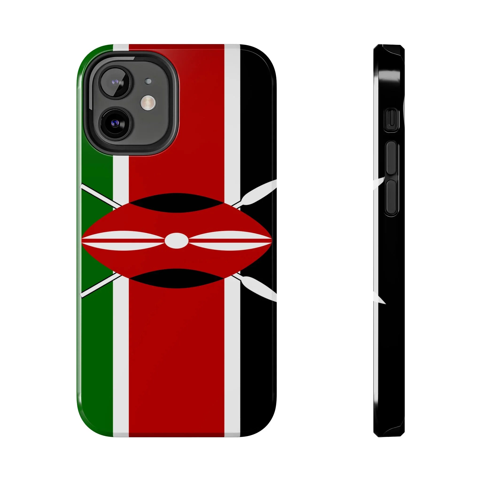 Kenya Flag Tough Phone Case — Protective Tribal Shield Design - DiwaKi