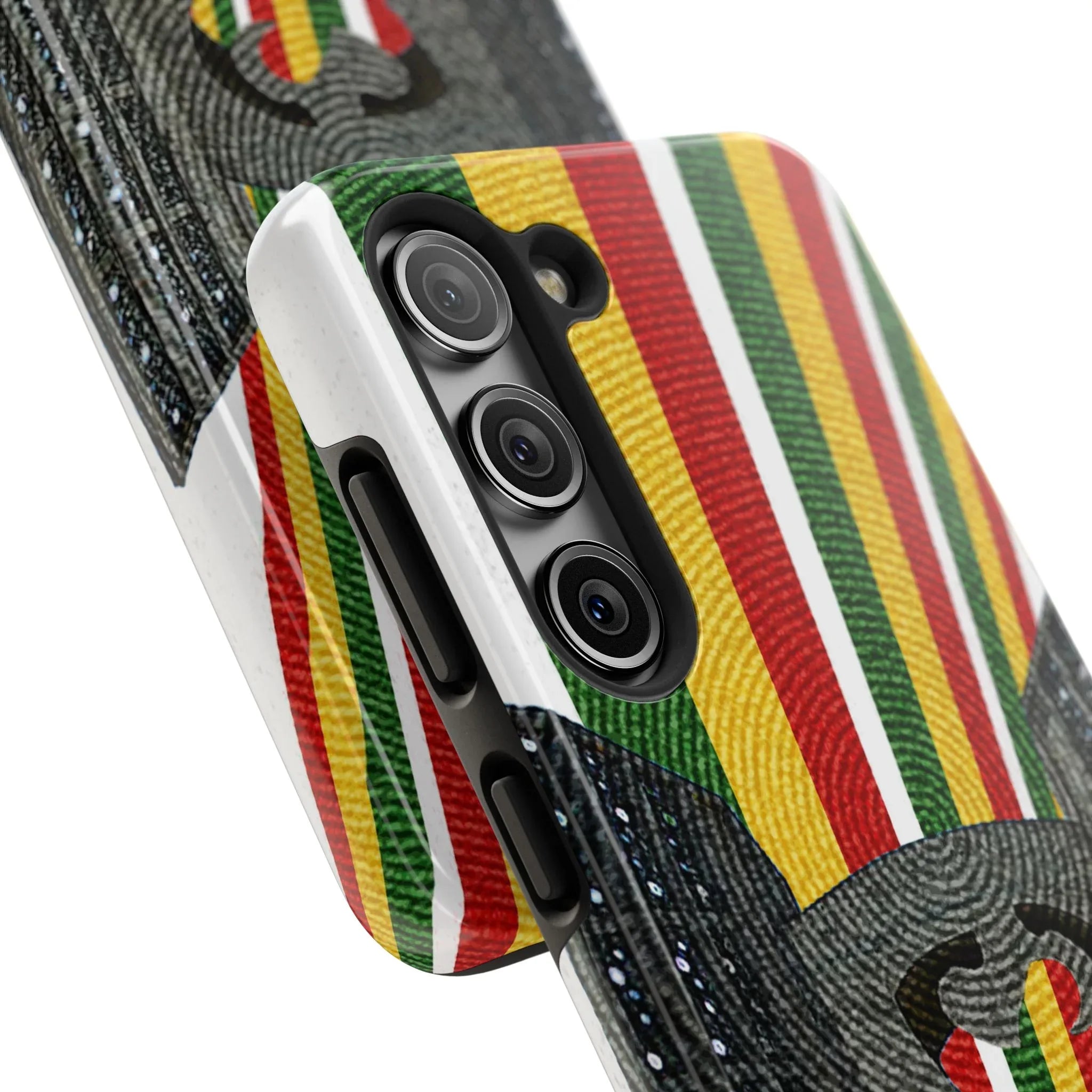 Togo Tough Phone Case — Durable Denim Look with Red Yellow Green Design - DiwaKi
