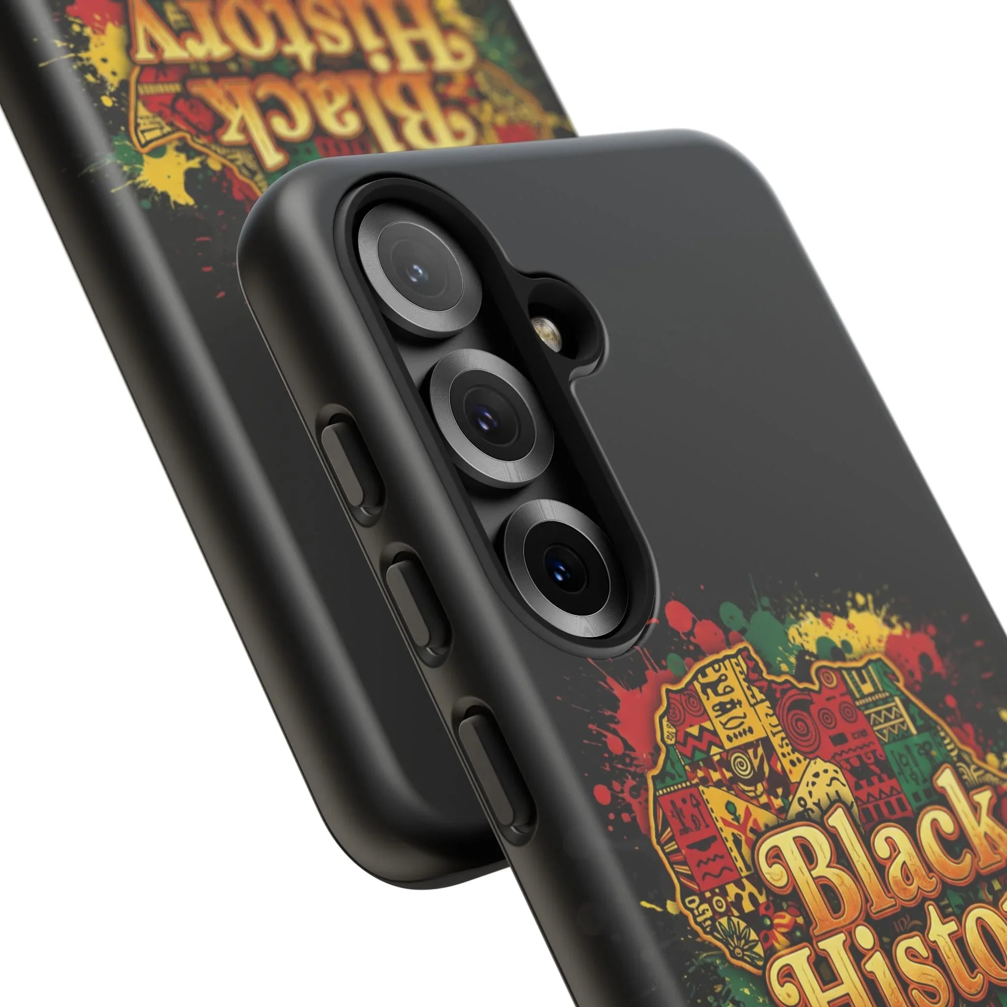 Black History Phone Case — Afrocentric Map Design, Bold Red‑Green‑Gold Splash - DiwaKi