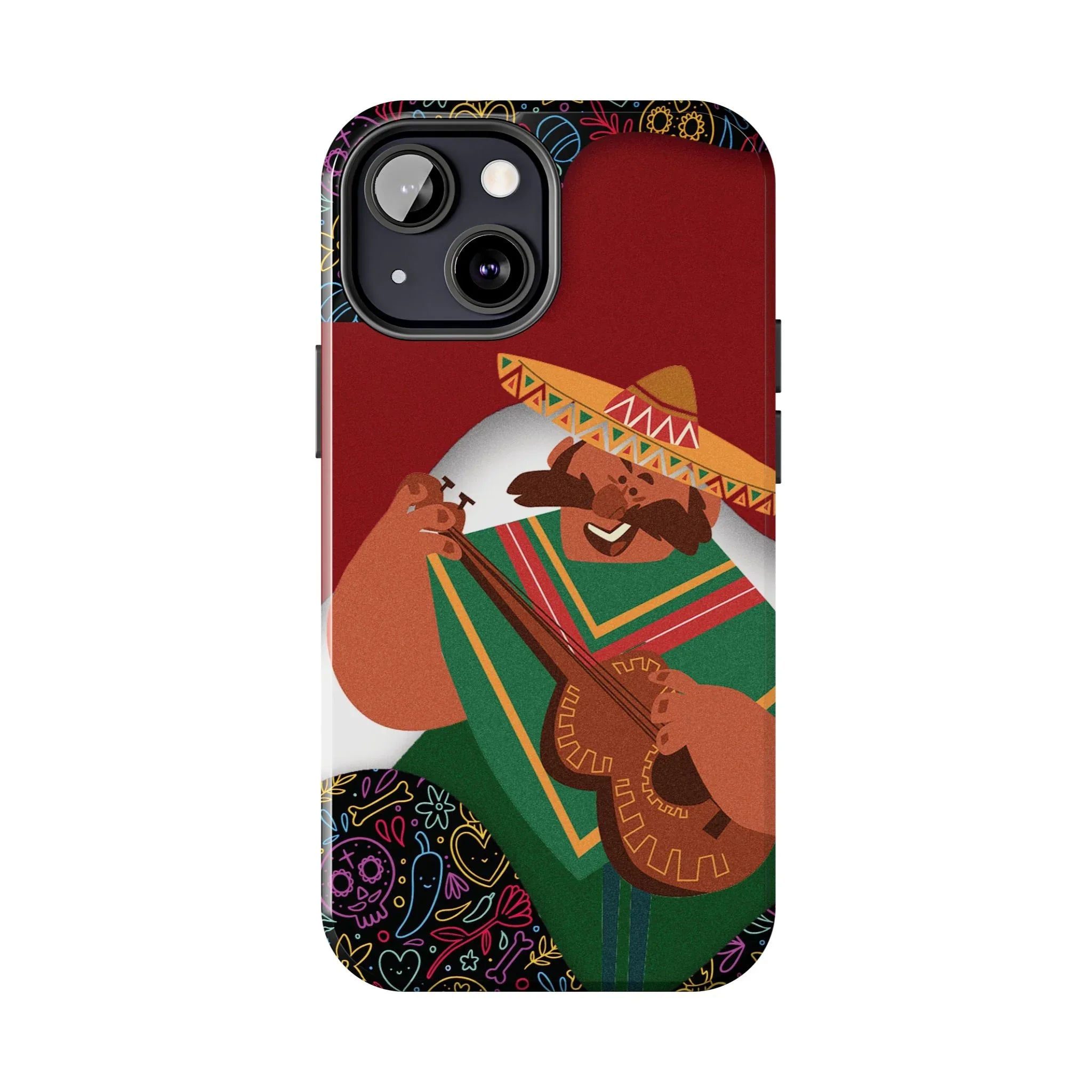 Mexico Mariachi Guitarist Tough Phone Case — Colorful Mexican Folk Art iPhone Cover - DiwaKi