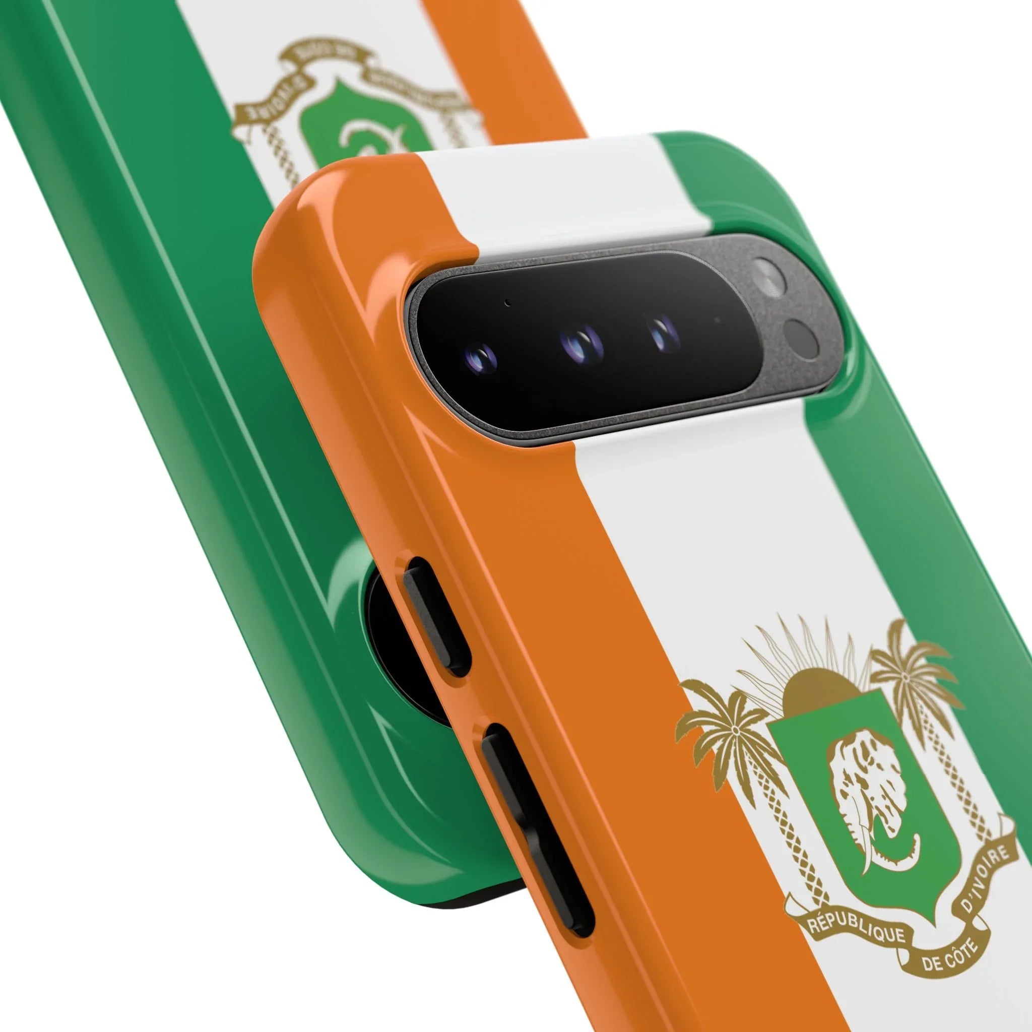Ivory Coast Flag Tough Phone Case — Orange White Green Shield Crest - DiwaKi