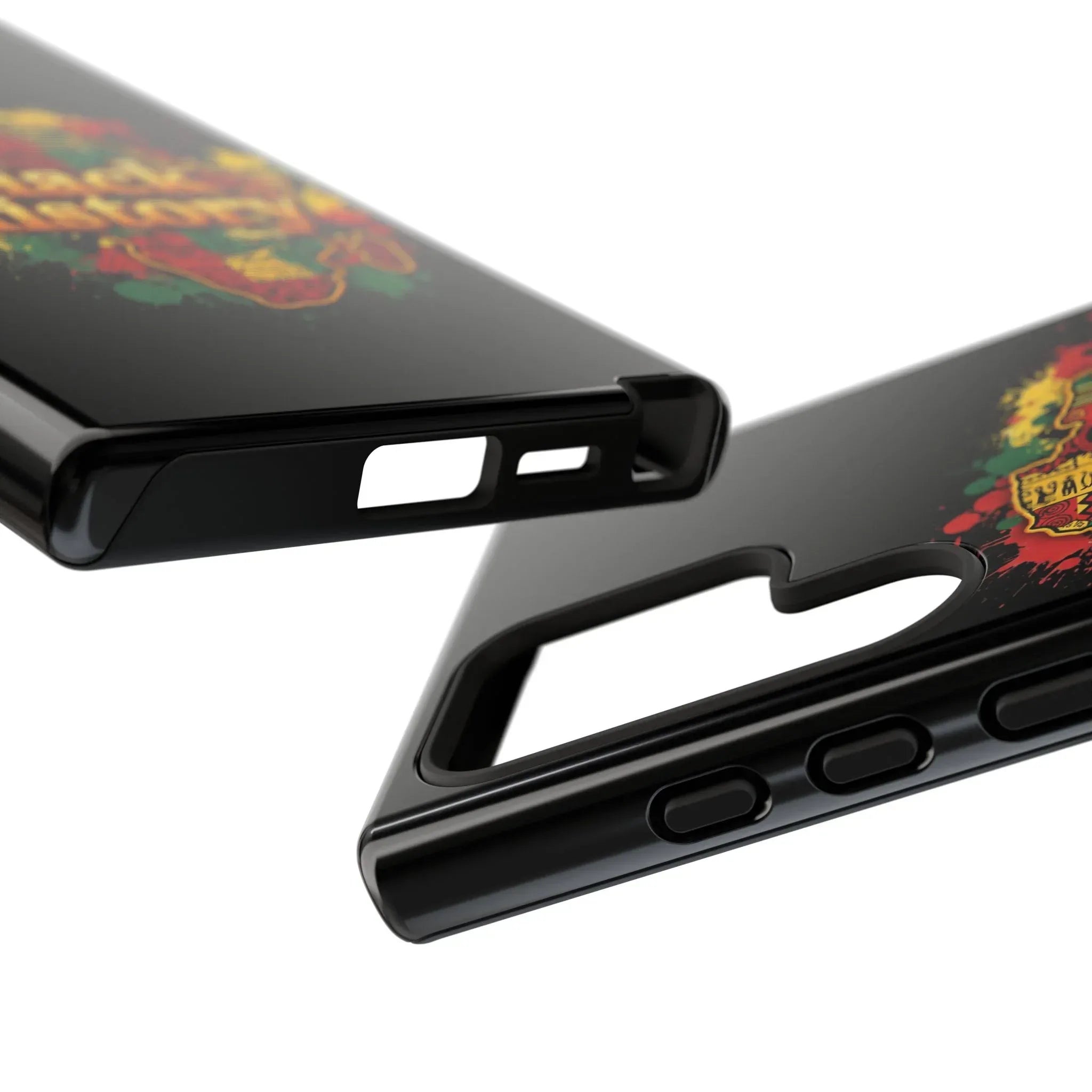 Black History Phone Case — Afrocentric Map Design, Bold Red‑Green‑Gold Splash - DiwaKi
